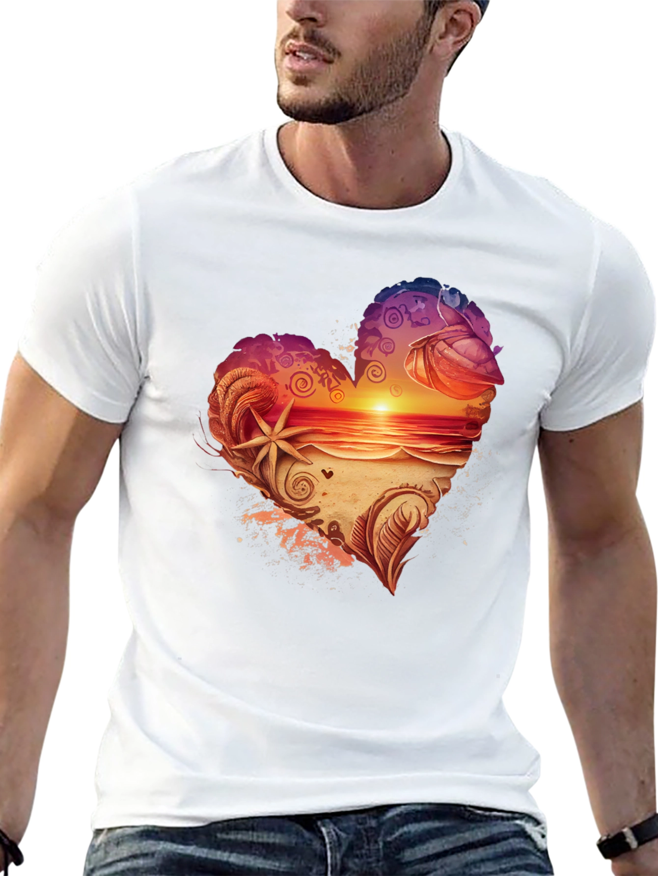 Black Heart Sunset Beach Graphic Tee - Black view 13