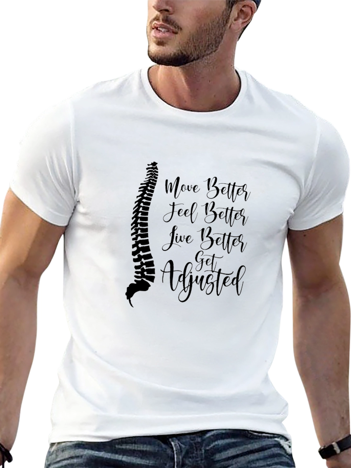 Black Chiropractor Spine Adjustment T-Shirt - Move Better Feel Better view 13