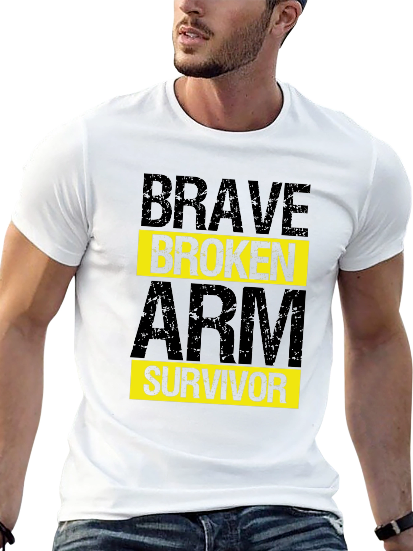 Black Brave Broken Arm Survivor T-Shirt - Black Graphic Tee view 13