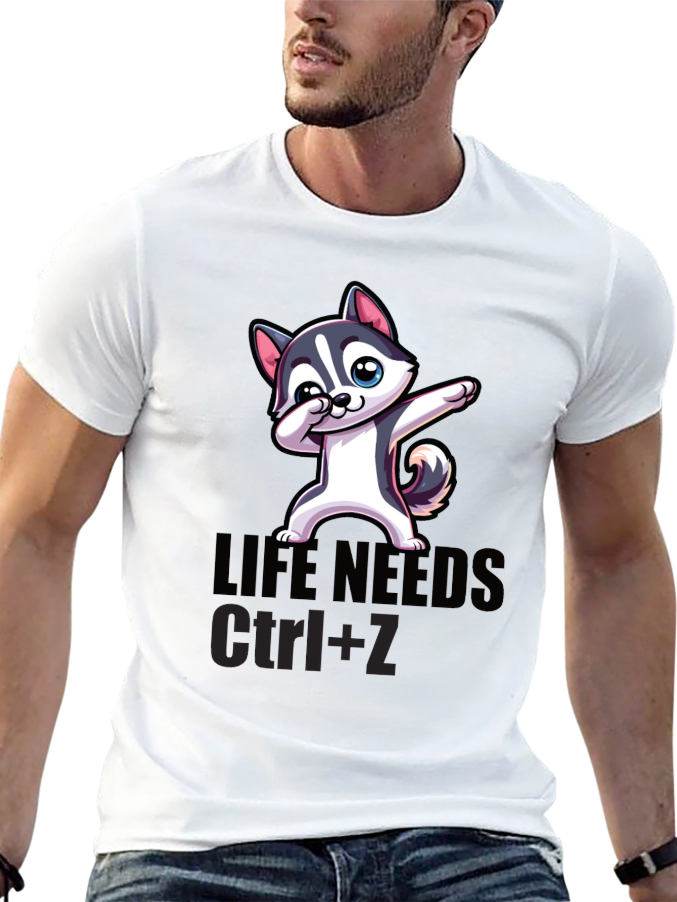 Black Life Needs Ctrl+Z T-Shirt, Cartoon Dog Dab view 13