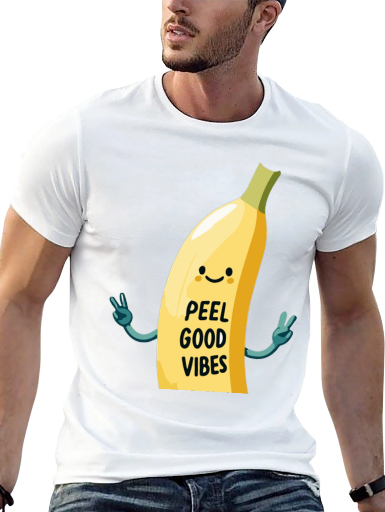 Black Peel Good Vibes T-Shirt - Funny Banana Graphic Tee view 13