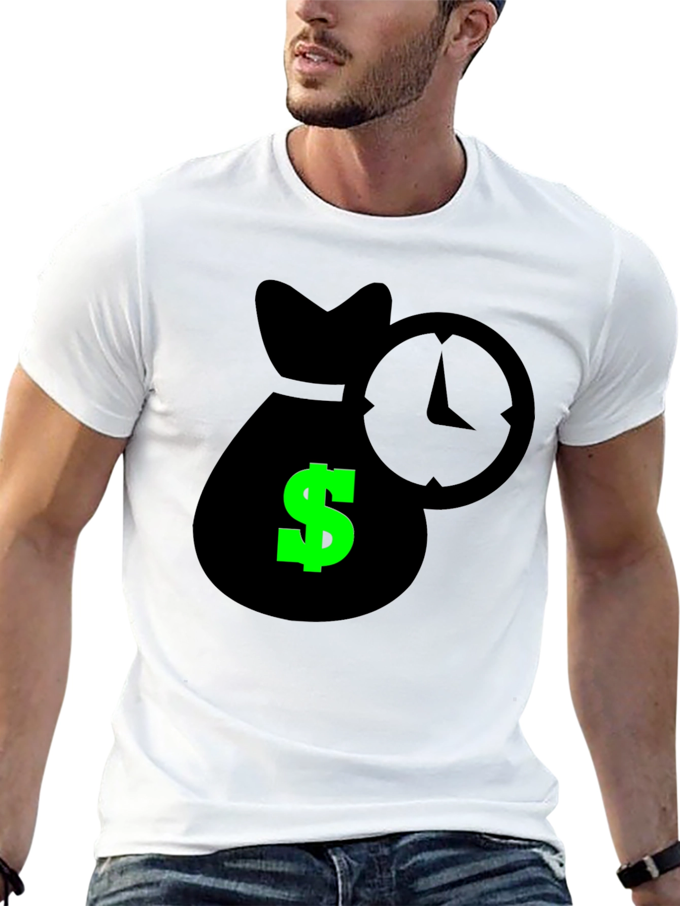 Black Time is Money Graphic Tee - Black Cotton Shirt view 13