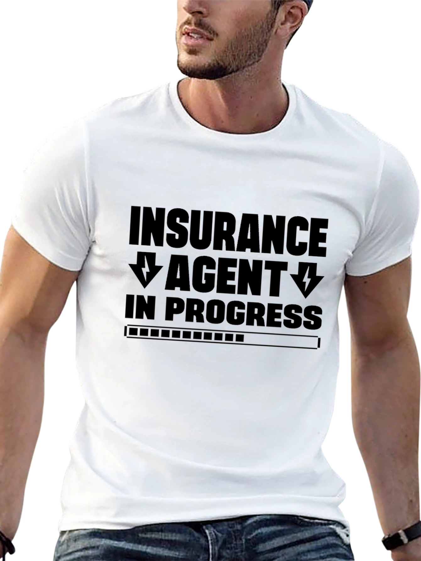 Black Insurance Agent in Progress Black T-Shirt view 13