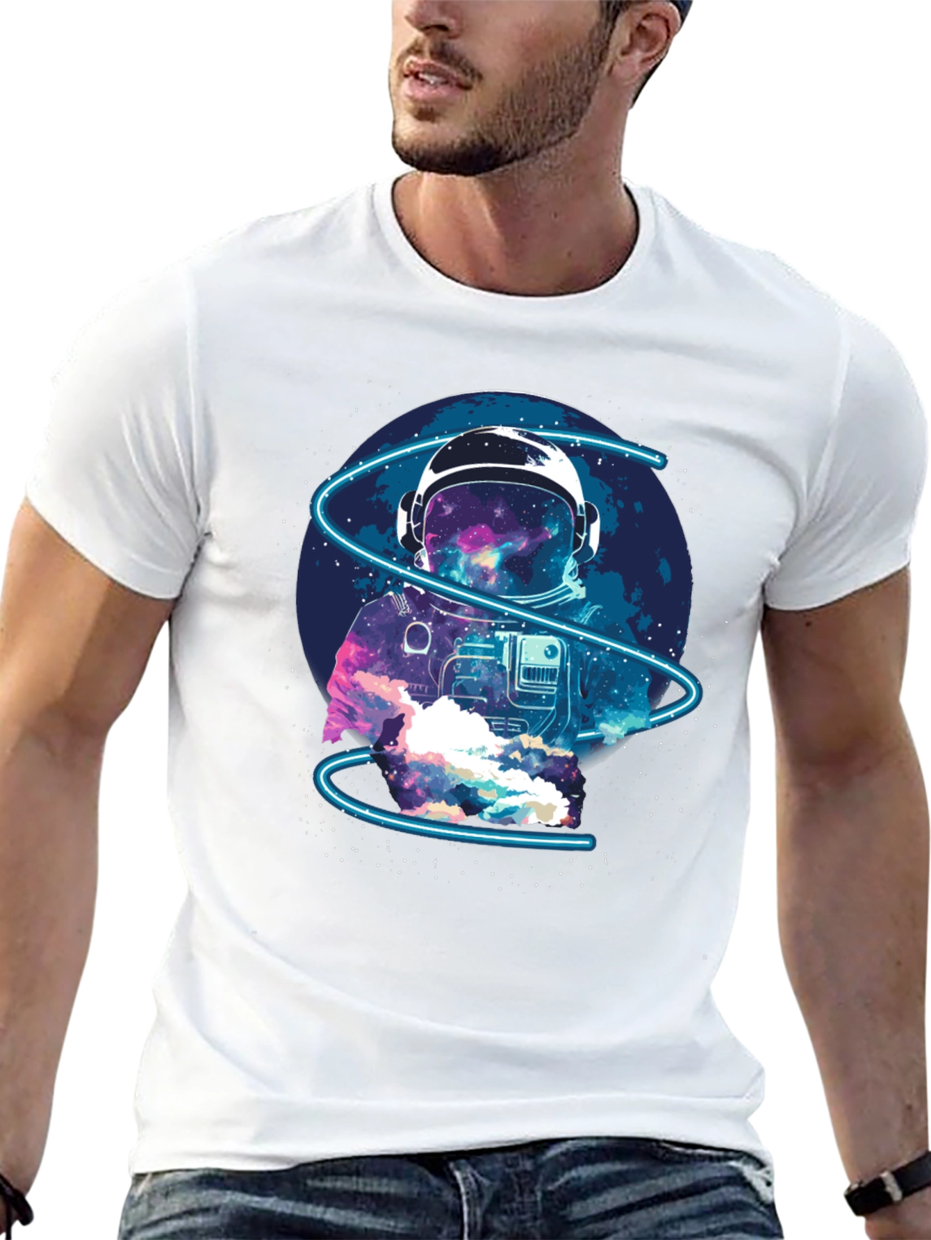 Black Astronaut Space Graphic T-Shirt view 13