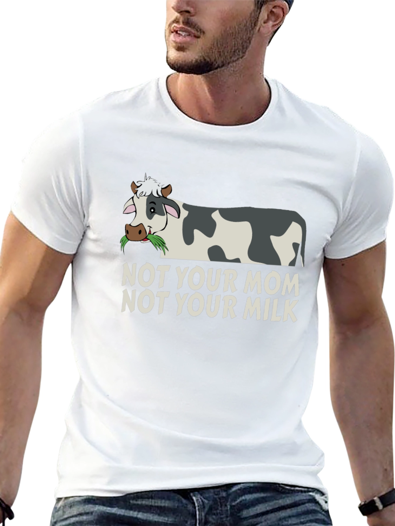 Black Vegan Cow Graphic T-Shirt - Not Your Mom Not Your Milk view 13