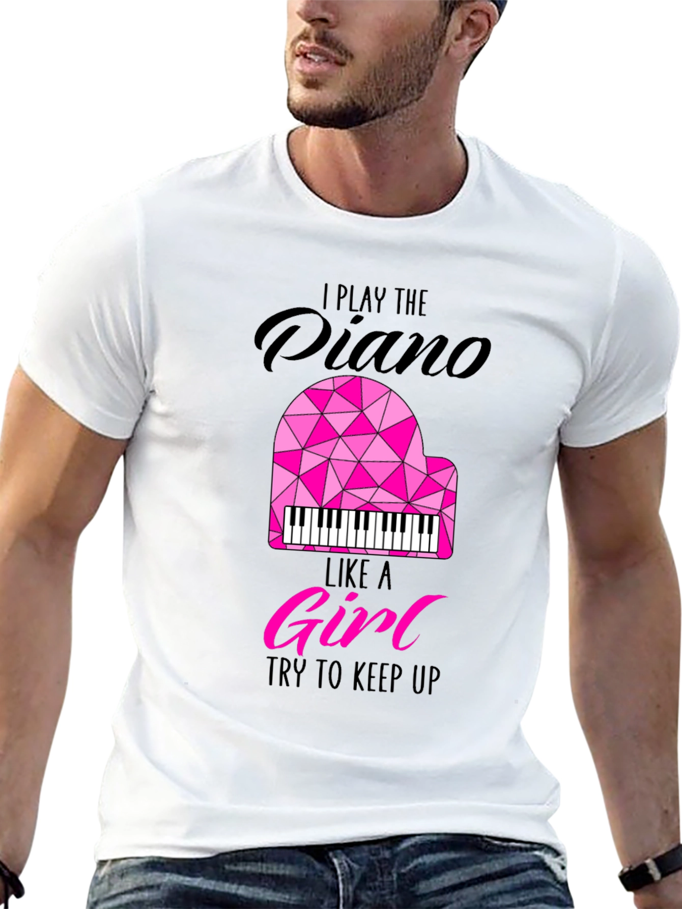 Black I Play Piano Like A Girl Graphic Tee view 13