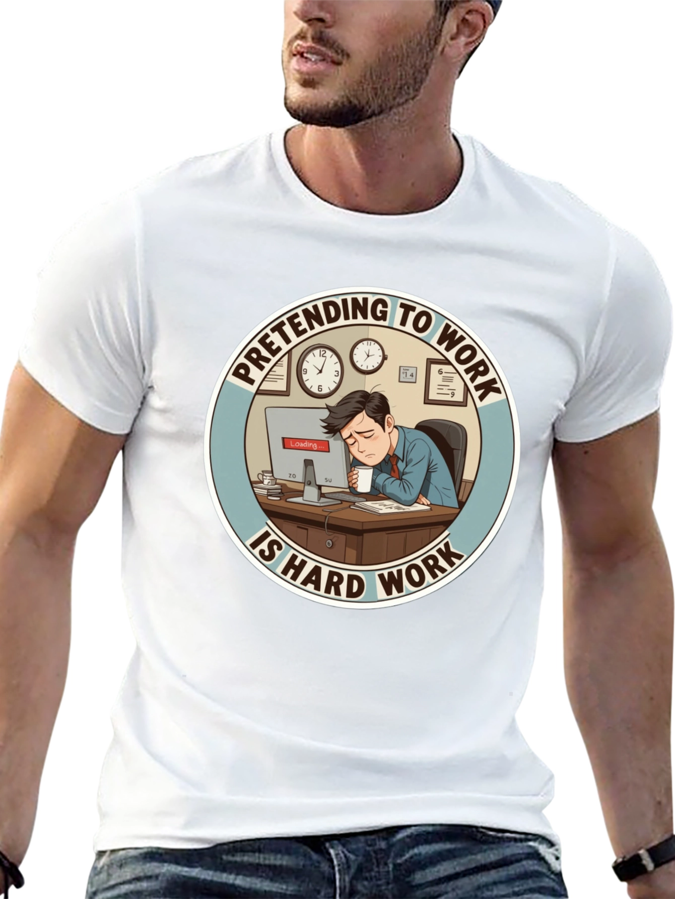 Black Pretending to Work is Hard Work T-Shirt view 13