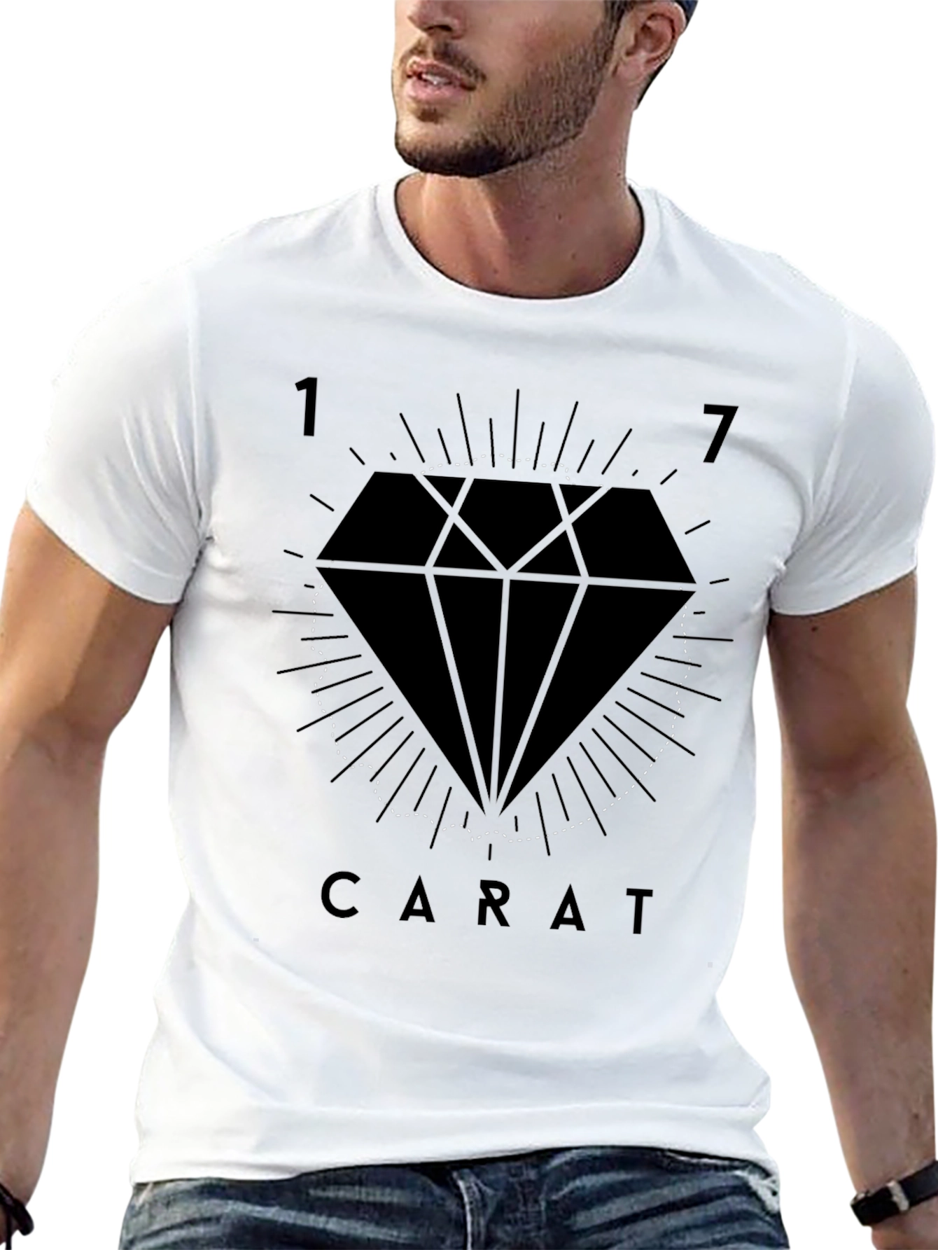 Black 17 Carat Graphic Tee - Stylish Diamond Design view 13