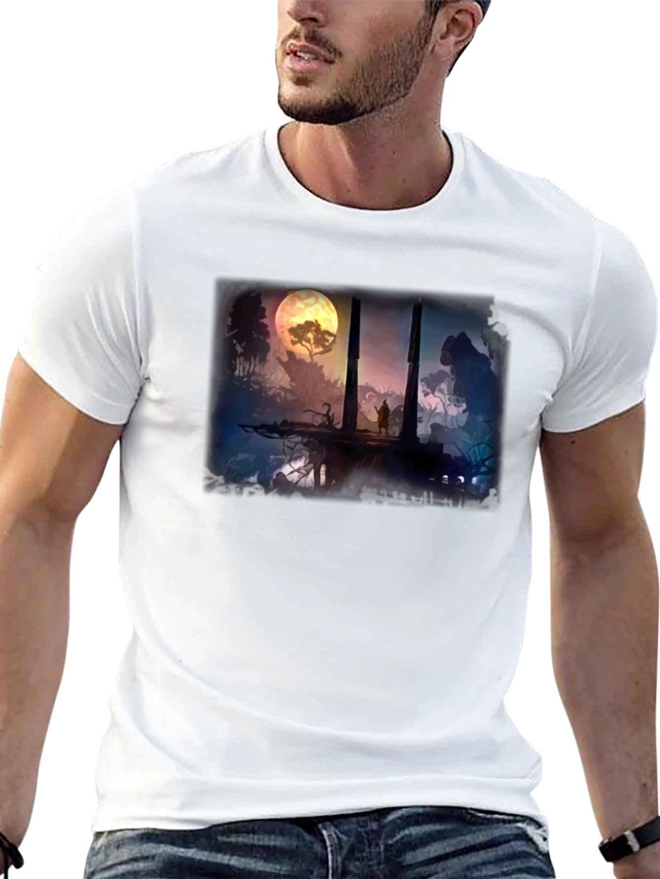 Black Fantasy Landscape Black T-Shirt view 13