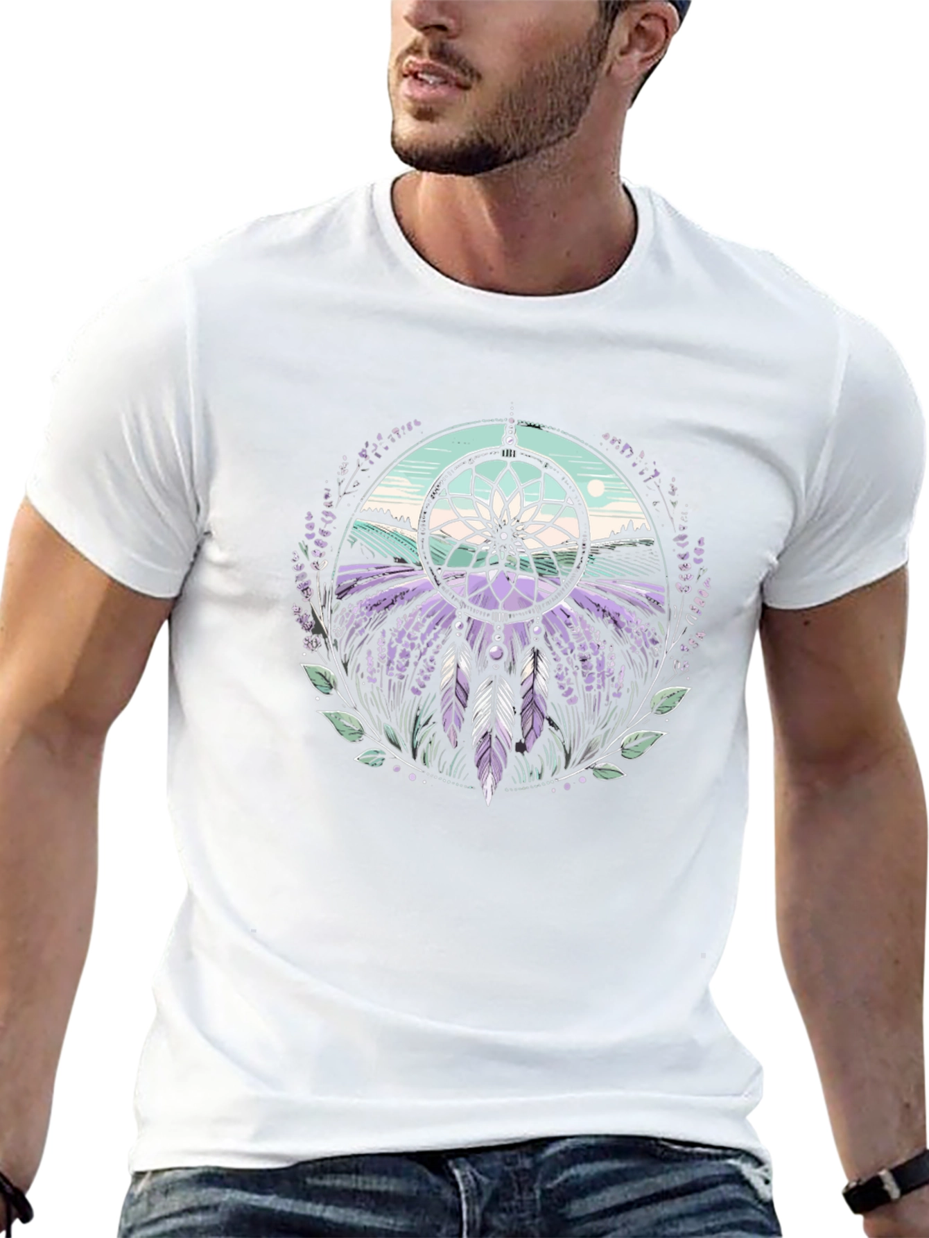 Black Dreamcatcher Lavender Field Graphic Tee view 13
