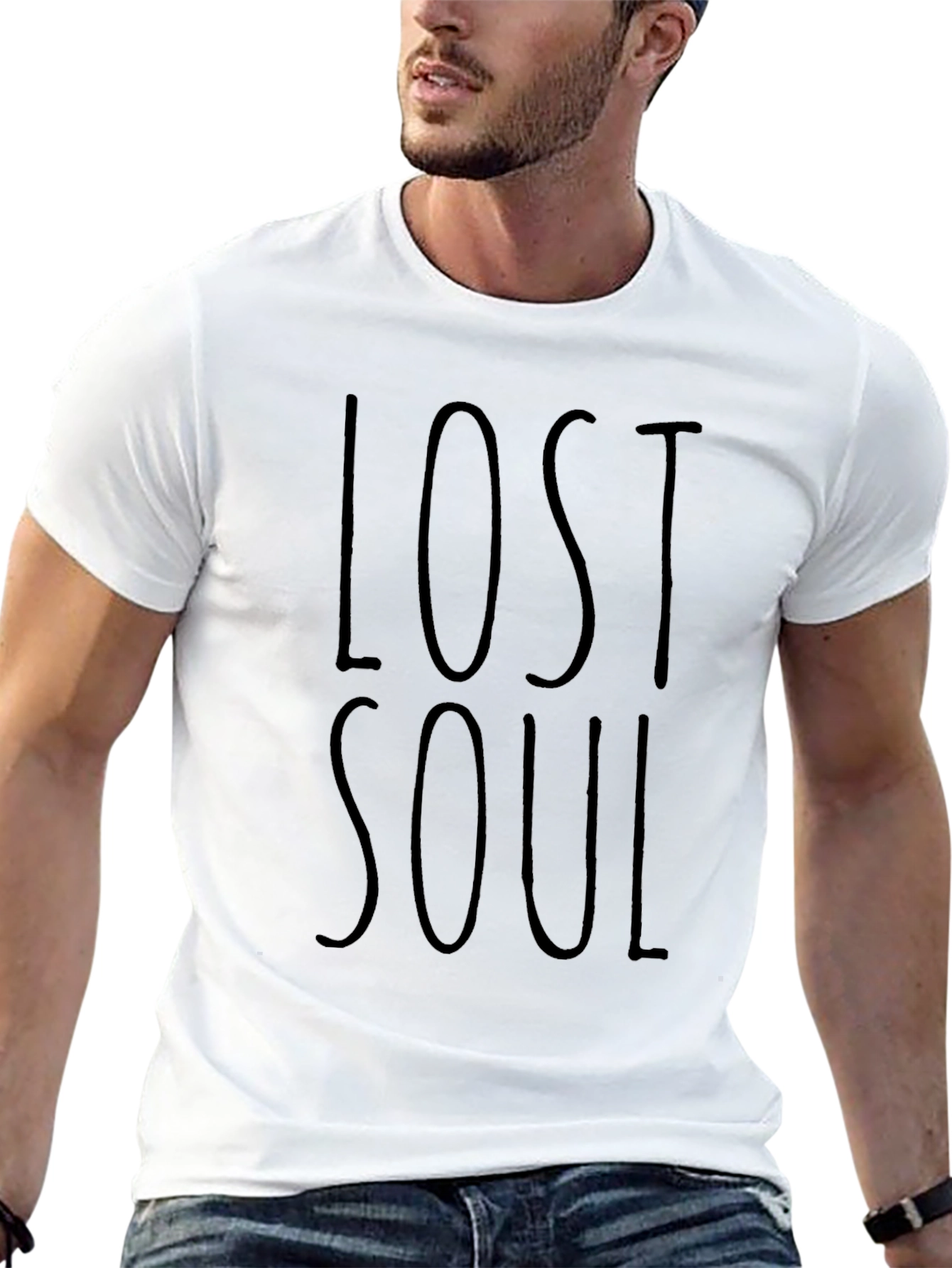 Black Lost Soul Graphic Tee - Black Casual T-Shirt view 13