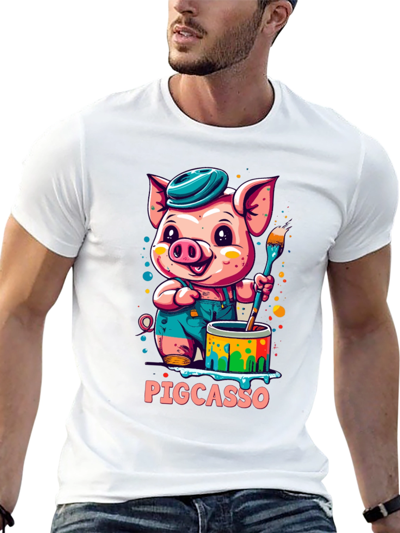 Black Pigcasso Artist Pig Graphic T-Shirt view 13