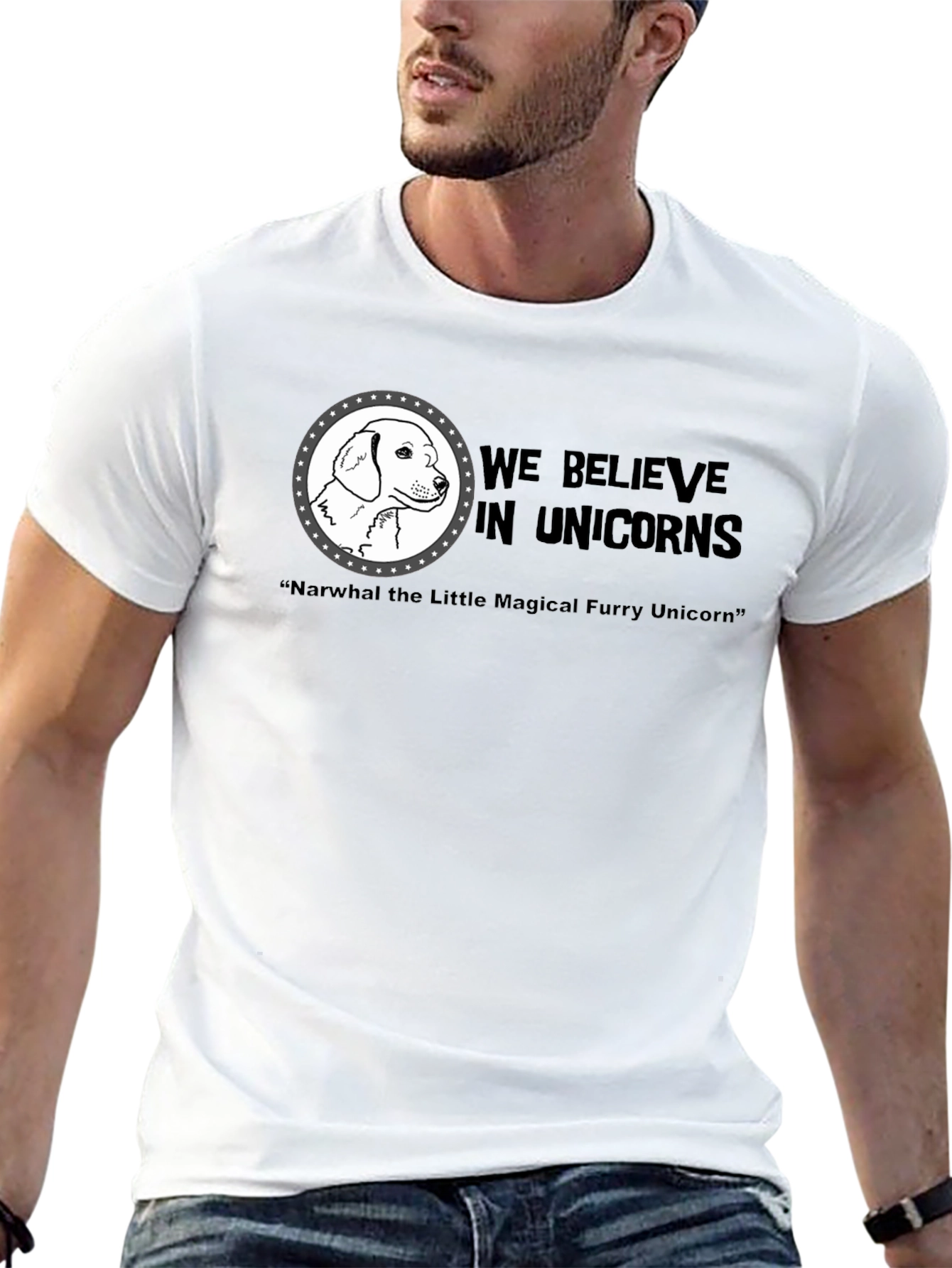 Black We Believe In Unicorns Dog T-Shirt view 13