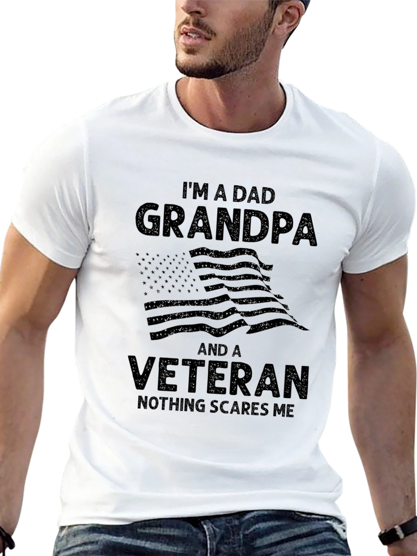 Black Dad Grandpa Veteran T-Shirt view 13