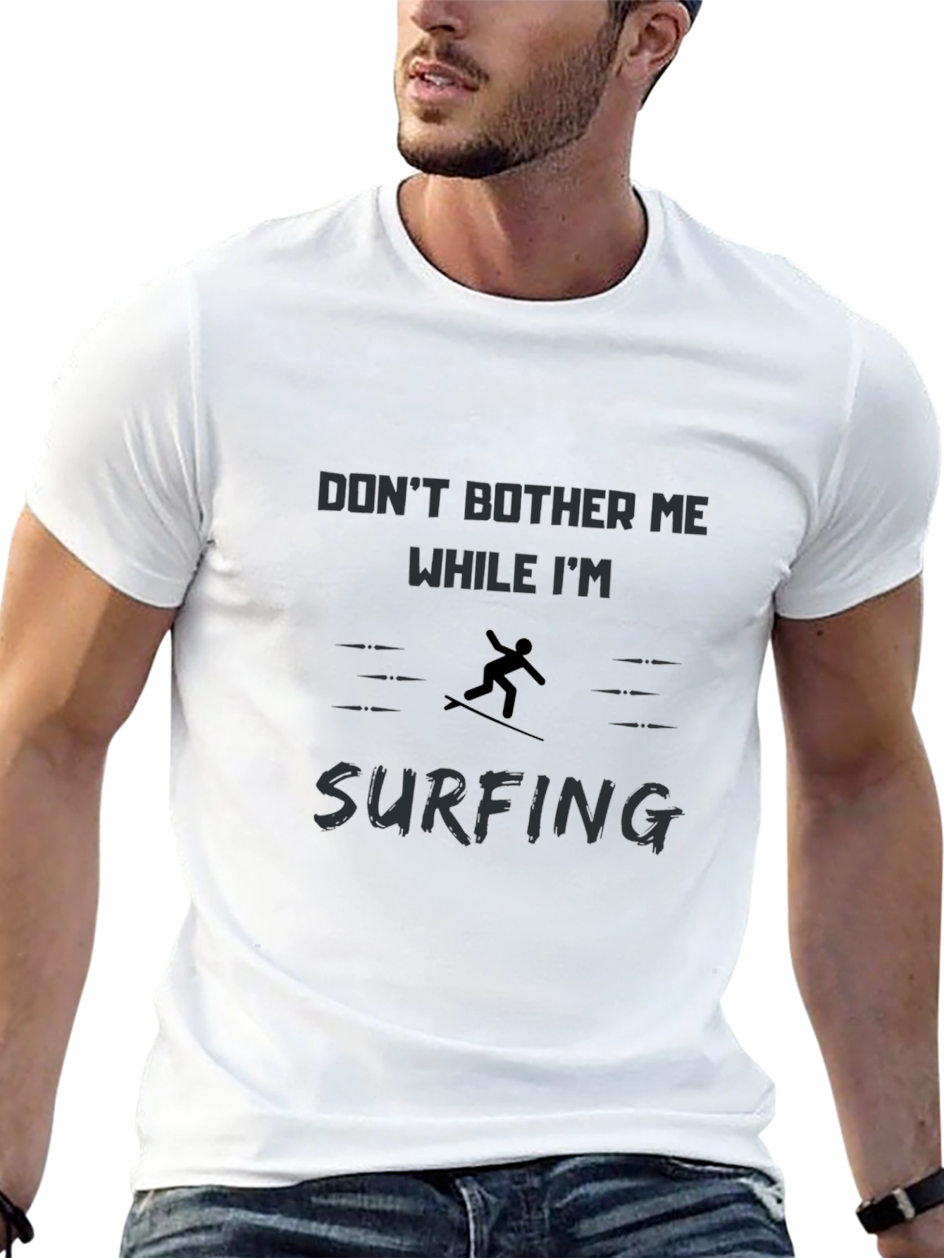 Black Don't Bother Me Surfing Graphic T-Shirt view 13