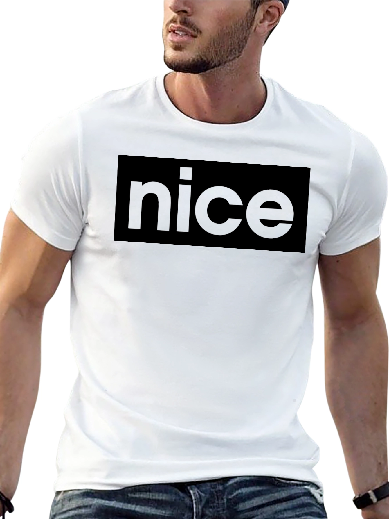 Black Nice Graphic Print Black T-Shirt view 13