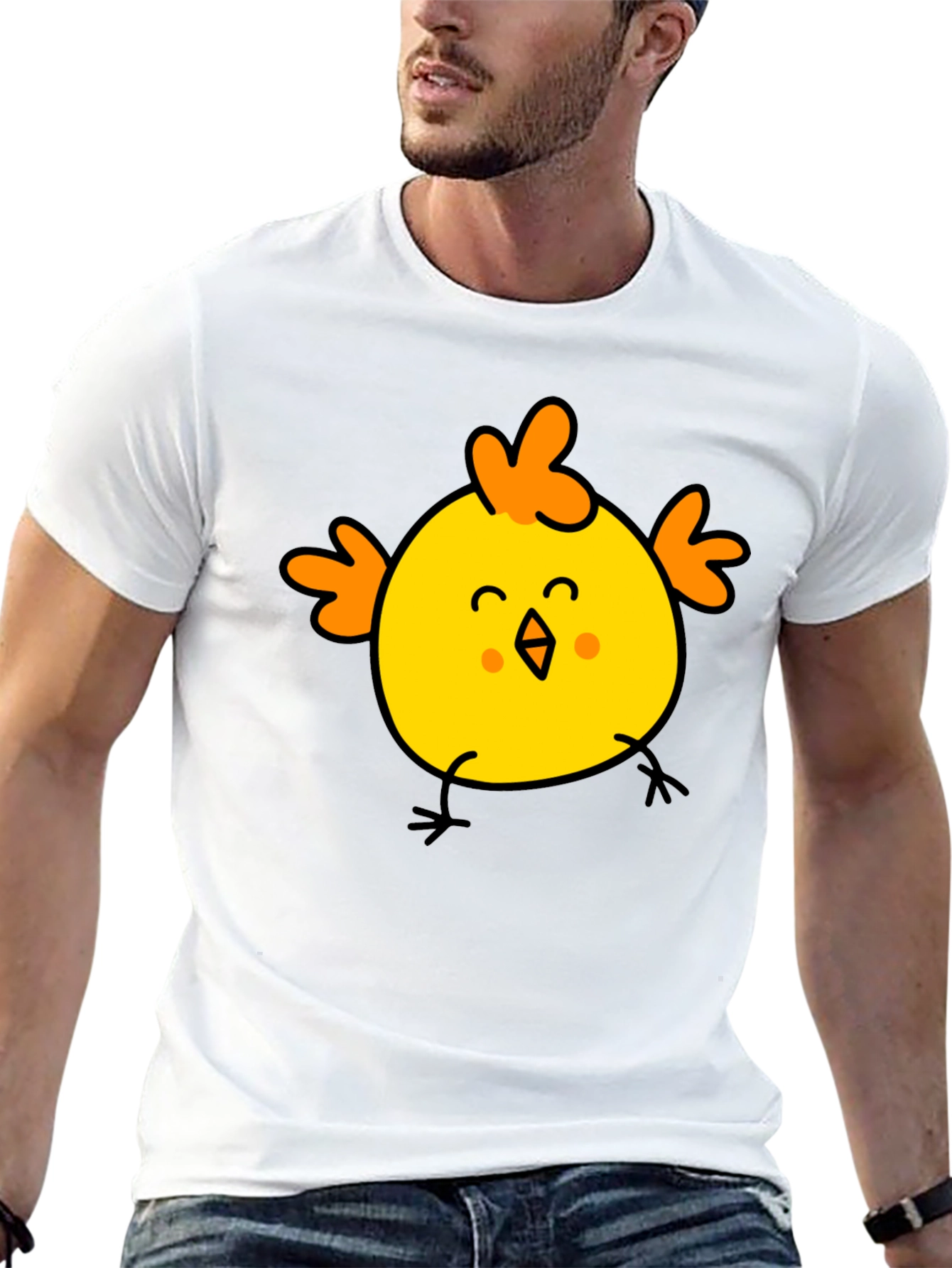 Black Cute Chick Graphic Tee - Black Cotton T-Shirt view 13