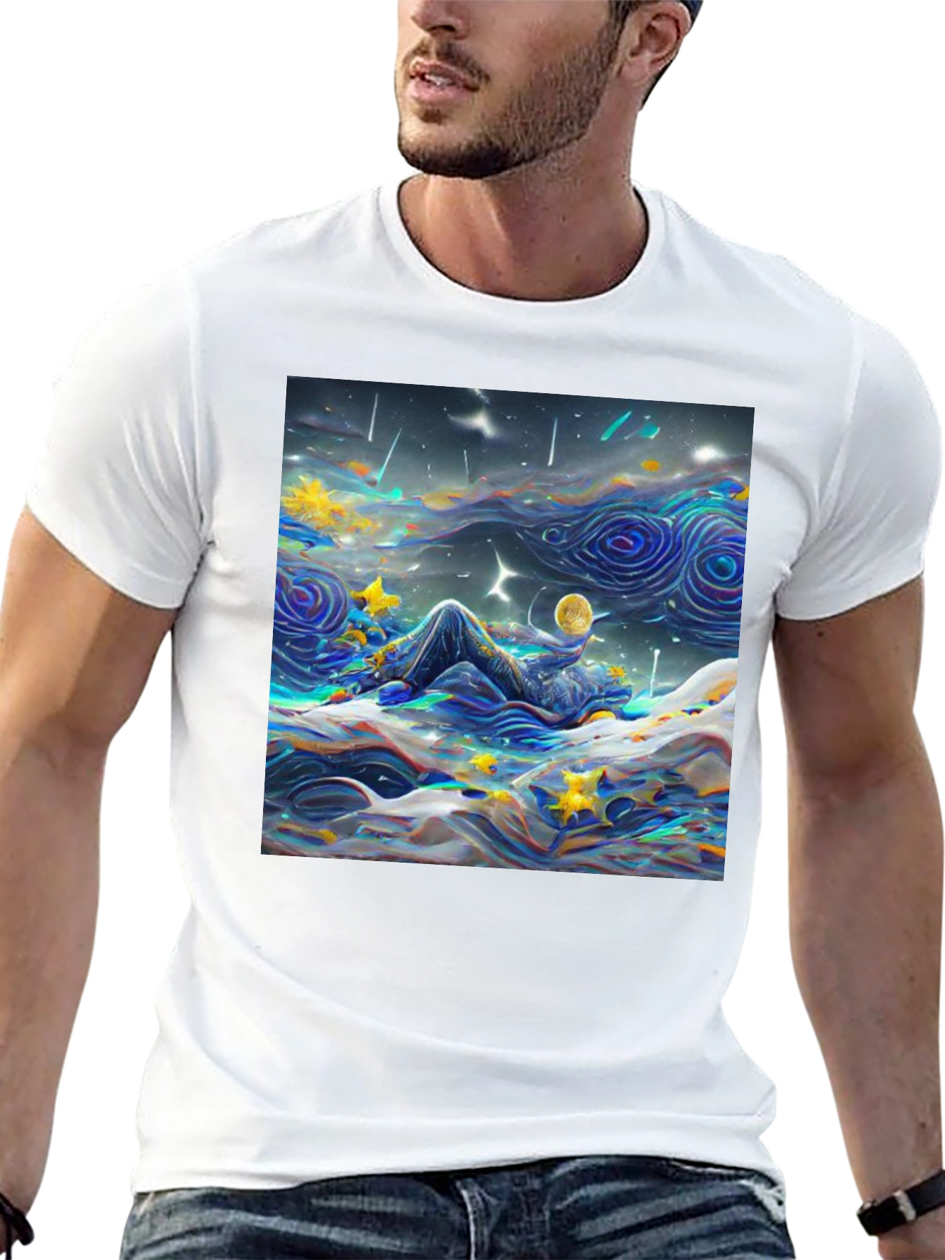 Black Starry Night Dreamscape T-Shirt view 13