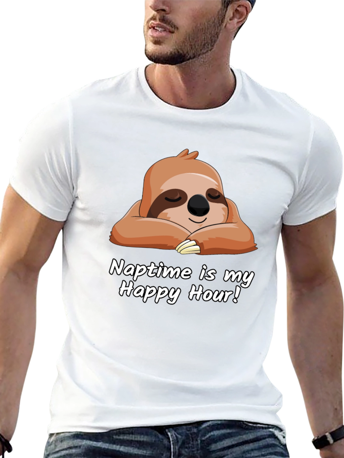 Black Naptime is My Happy Hour Sloth T-Shirt view 13
