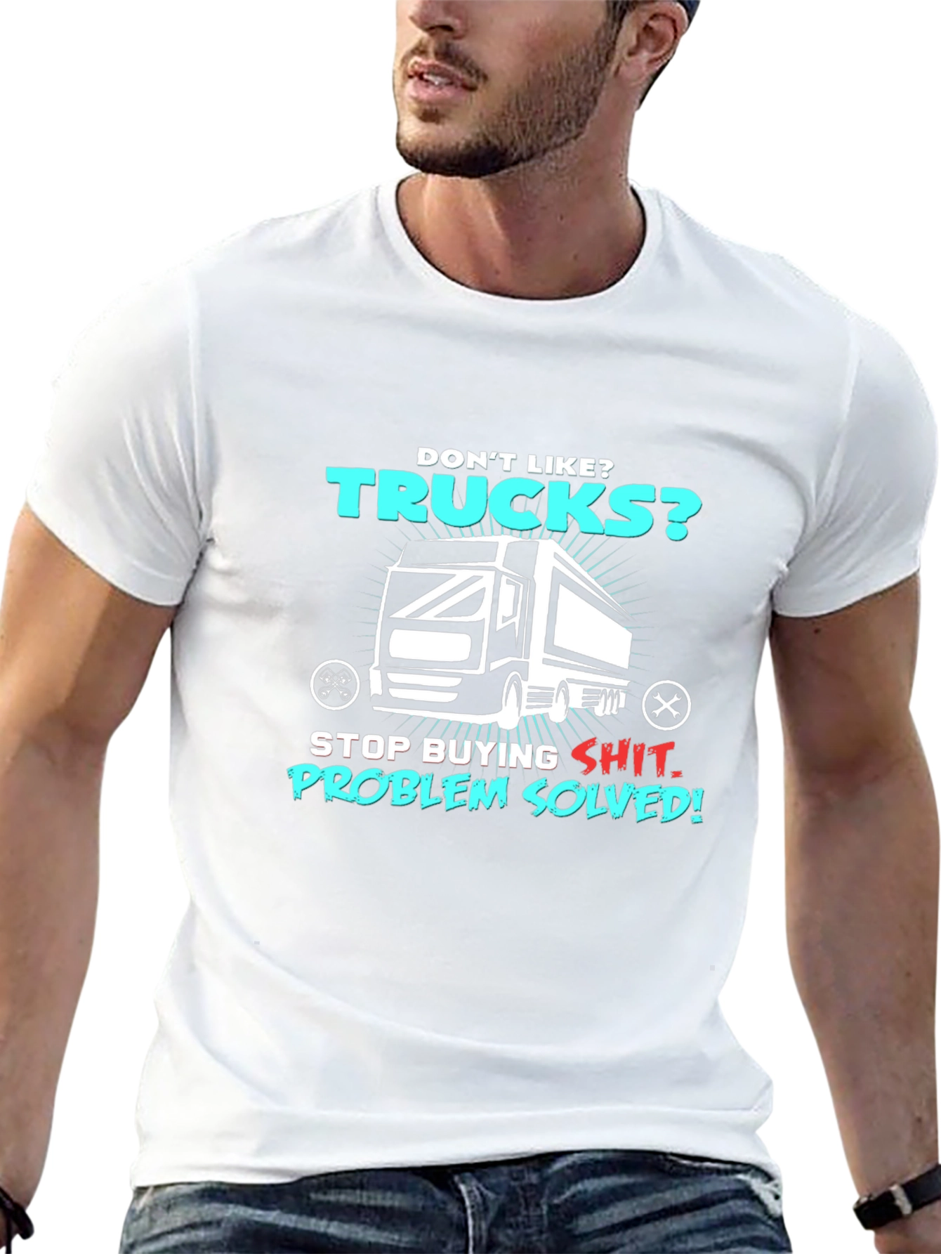 Black Trucks T-Shirt - Problem Solved - Unisex Tee view 13
