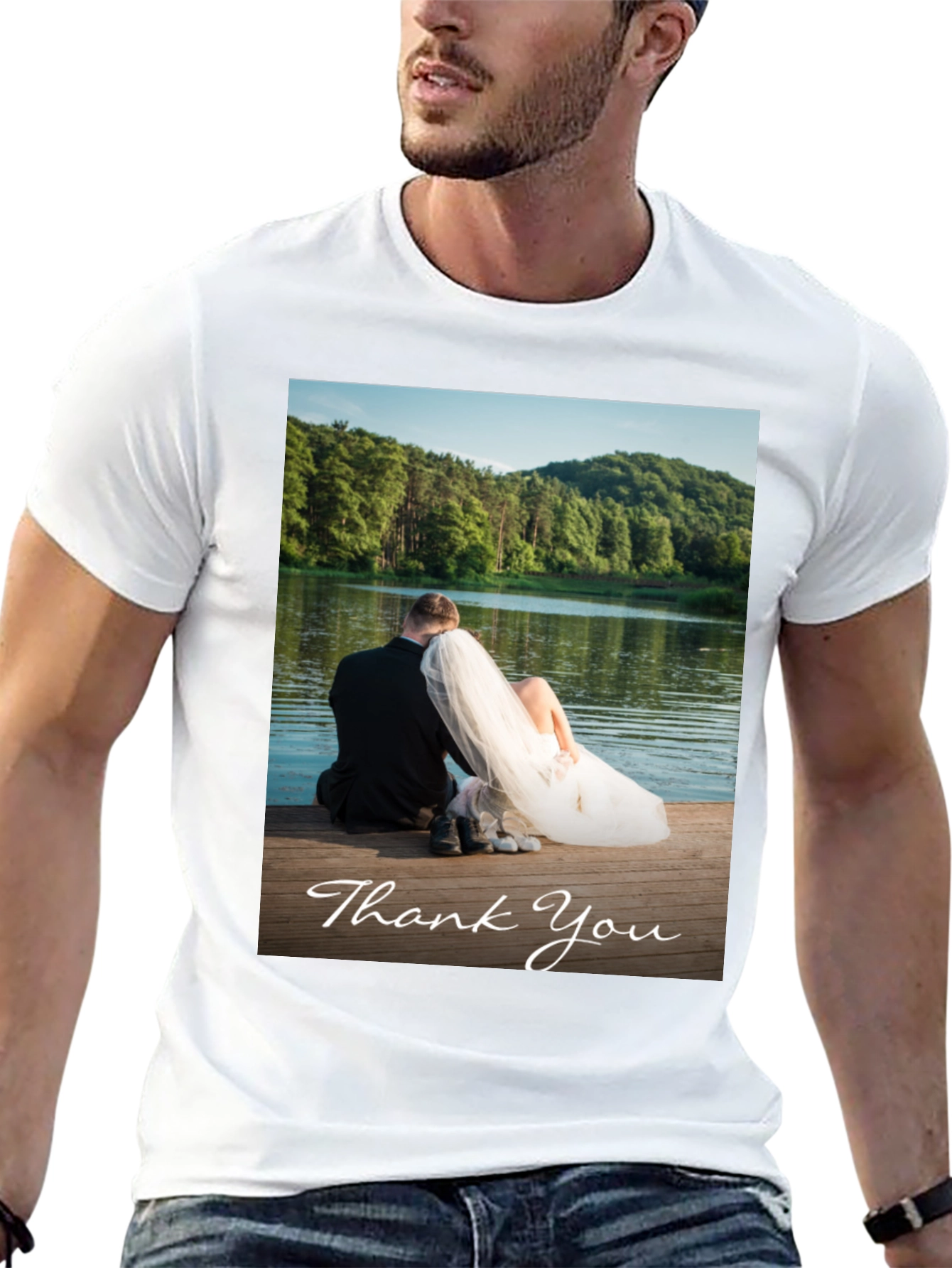 Black Wedding Thank You Photo T-Shirt view 13