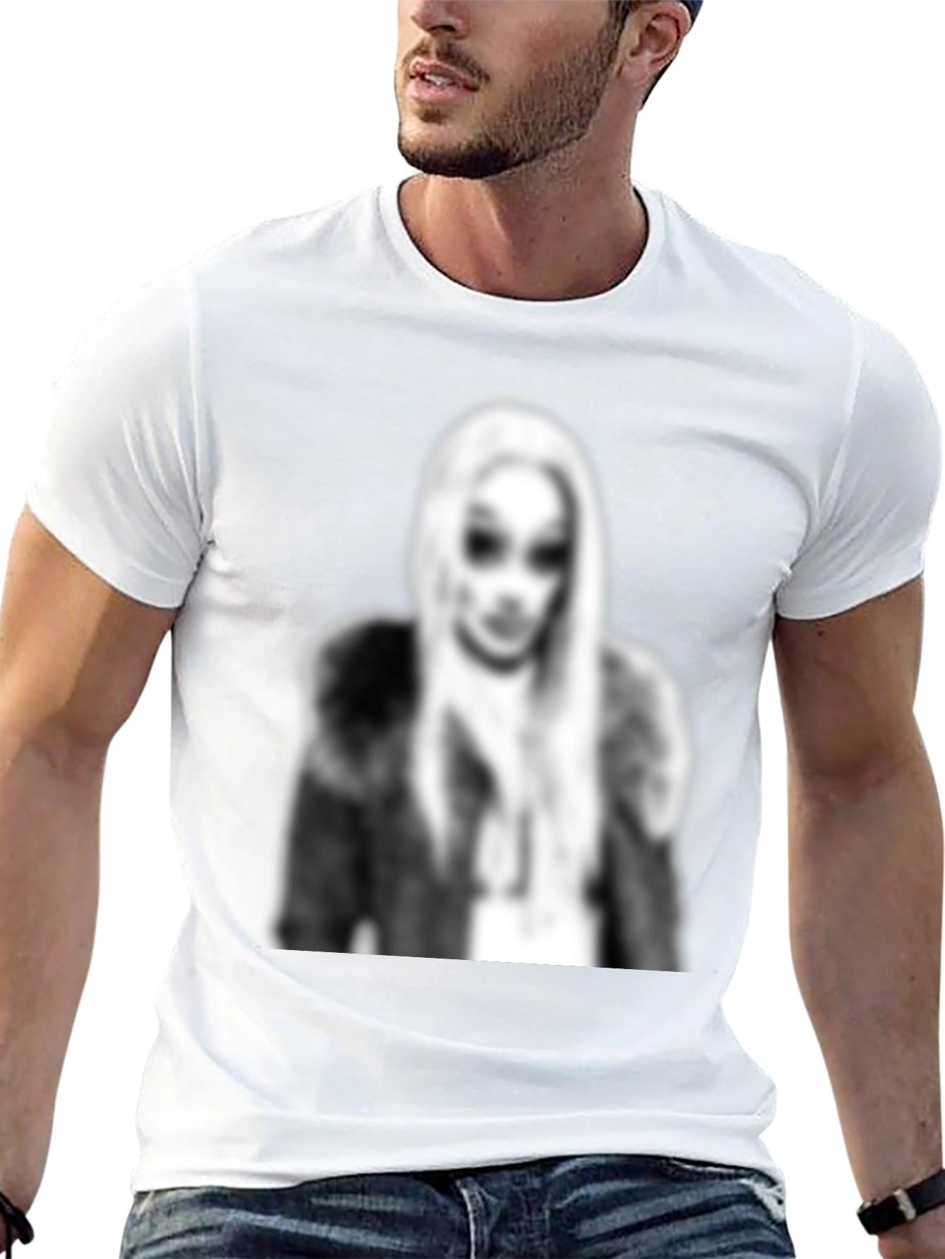 Black Black Graphic Tee - Woman with Fur Coat Print view 13