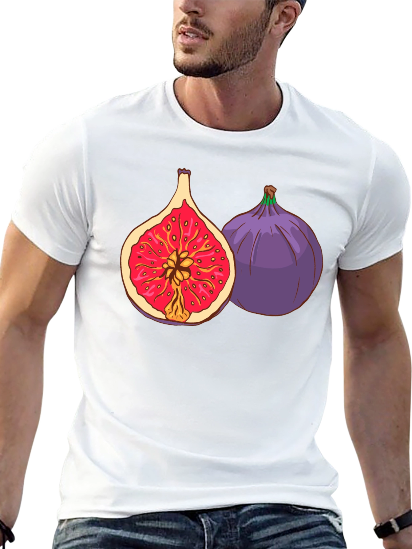 Black Fig Fruit Graphic Black T-Shirt view 13