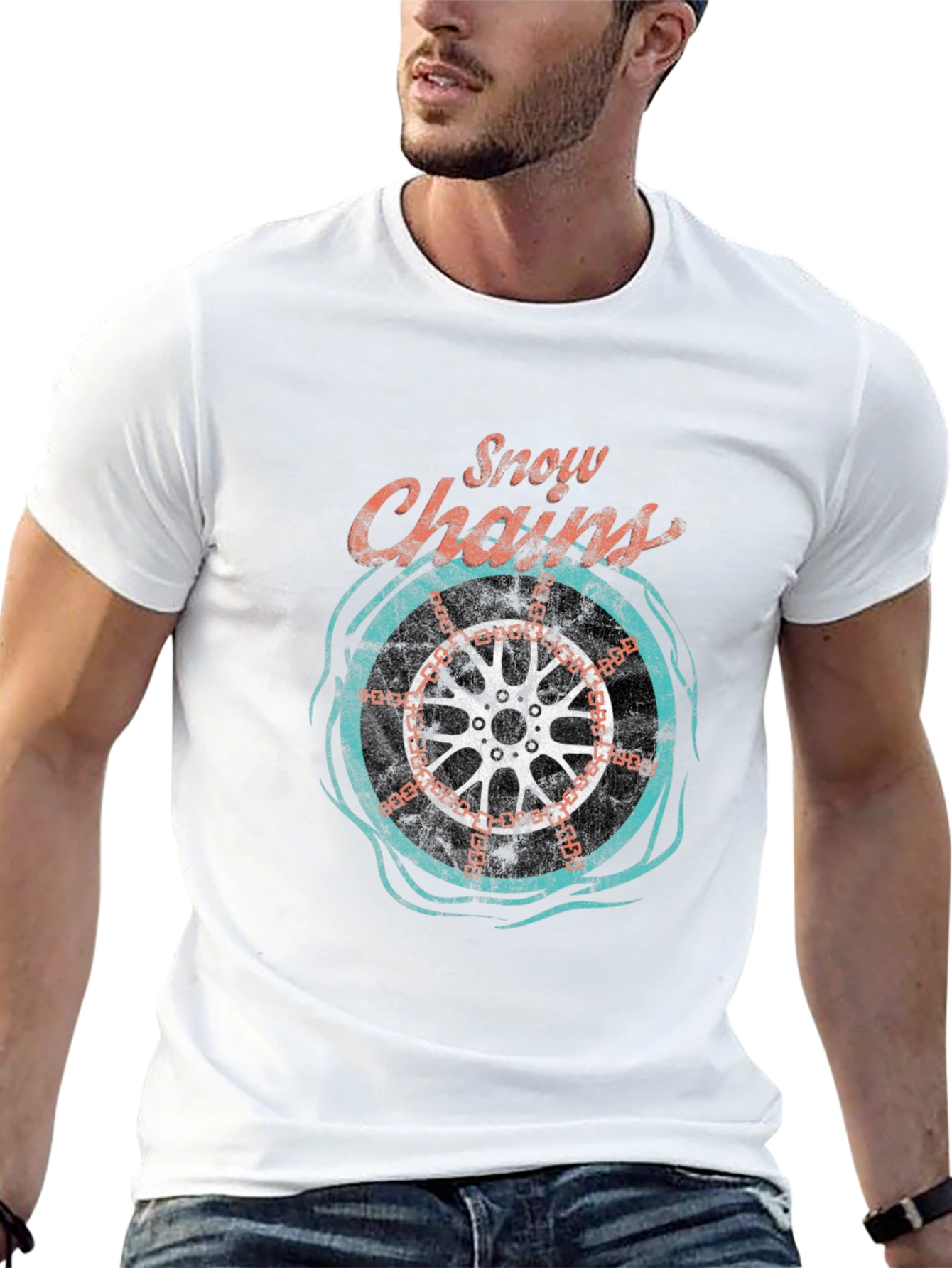 Black Snow Chains Graphic T-Shirt - Cool Ride Tee view 13