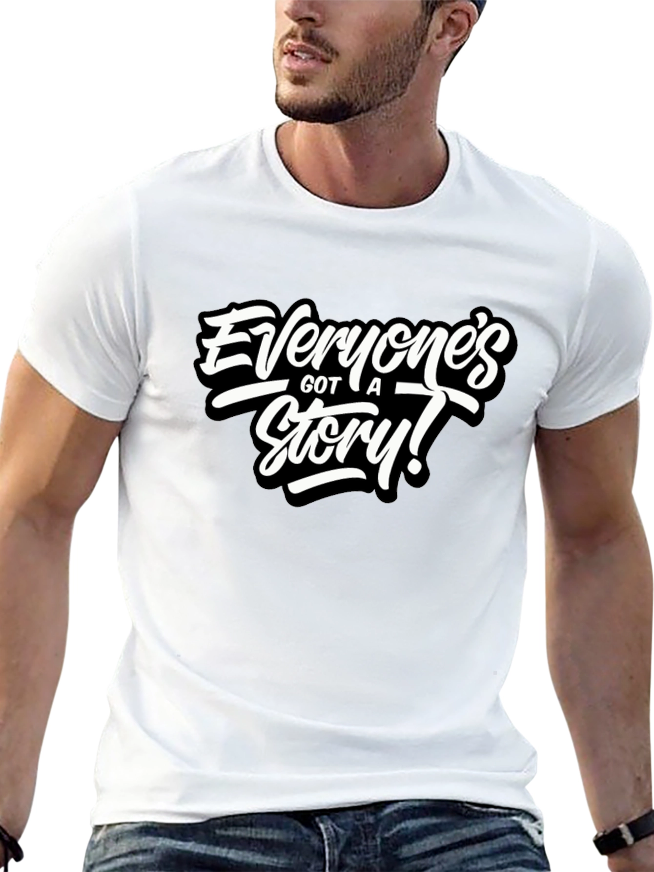 Black Everyone's Got A Story! Black Graphic Tee view 13