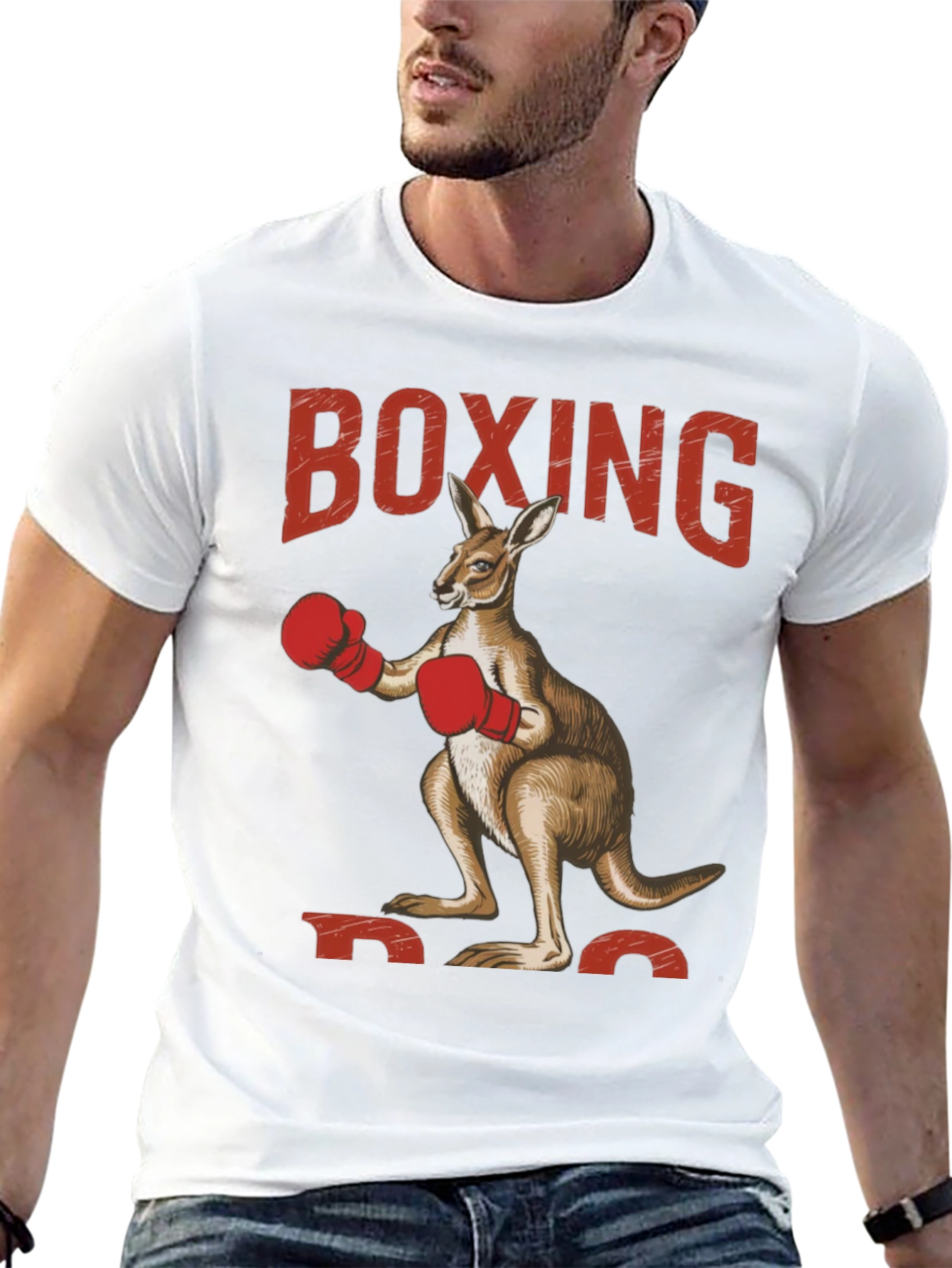 Black Boxing Kangaroo Graphic Tee - Black Cotton view 13