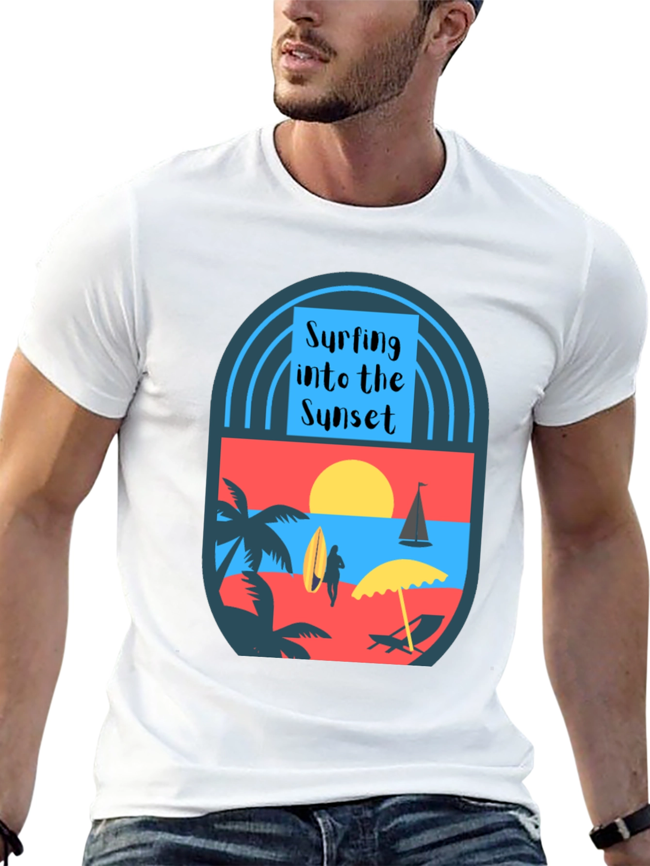 Black Surfing Into the Sunset Graphic Tee view 13