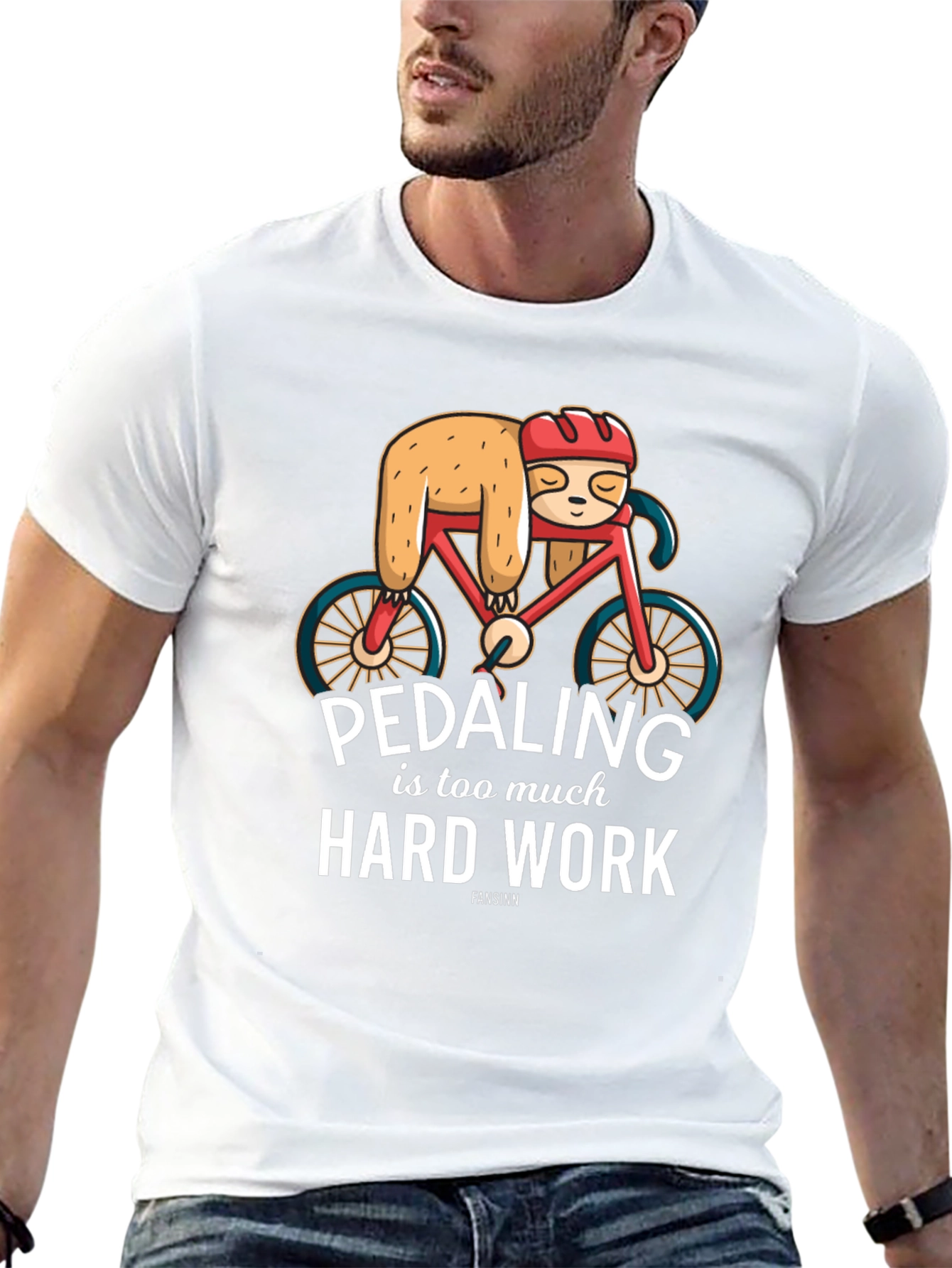 Black Sloth on Bike T-Shirt - Pedaling is Too Much Hard Work view 13
