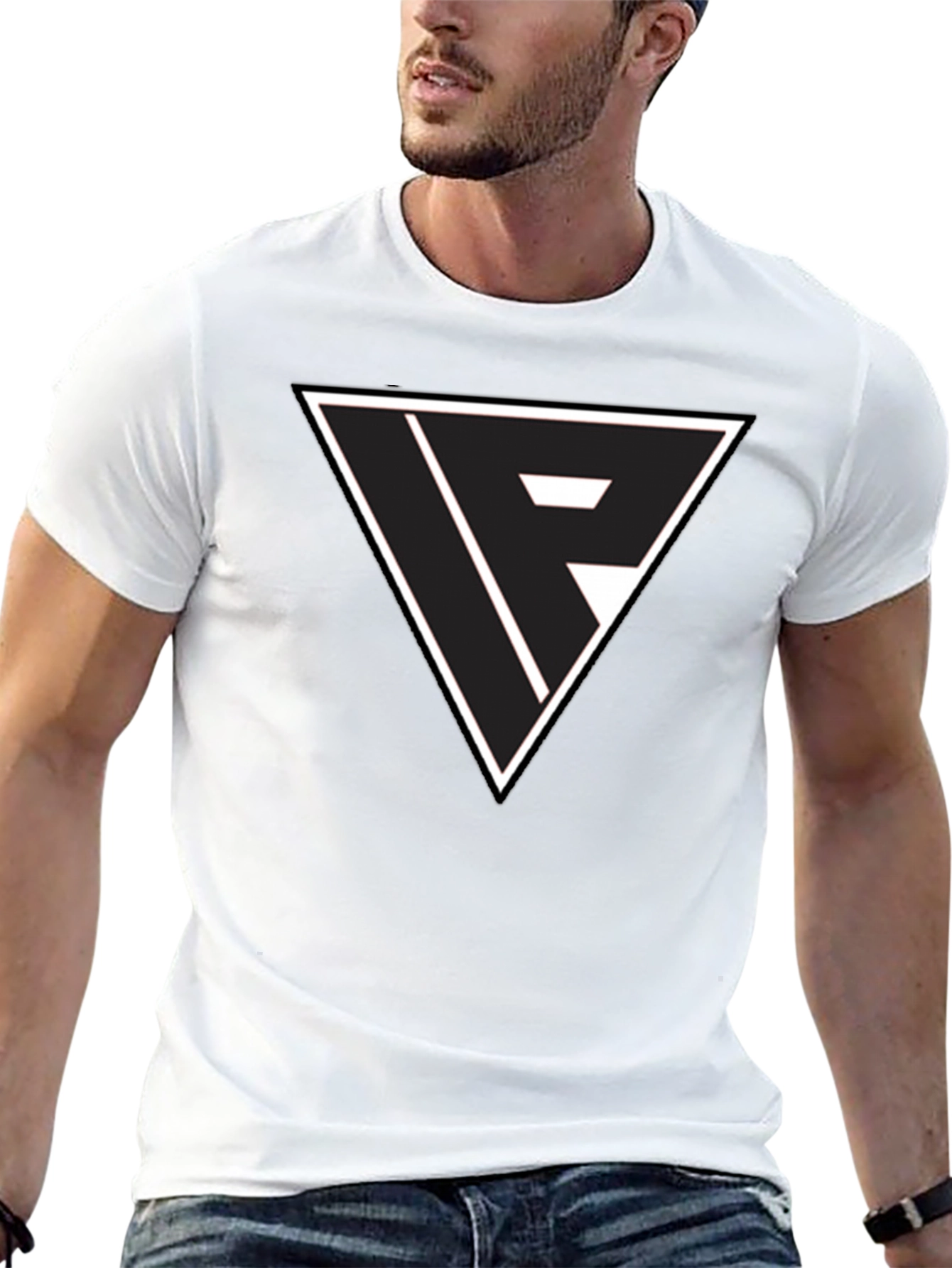 Black Black T-Shirt with Triangle Logo Graphic view 13