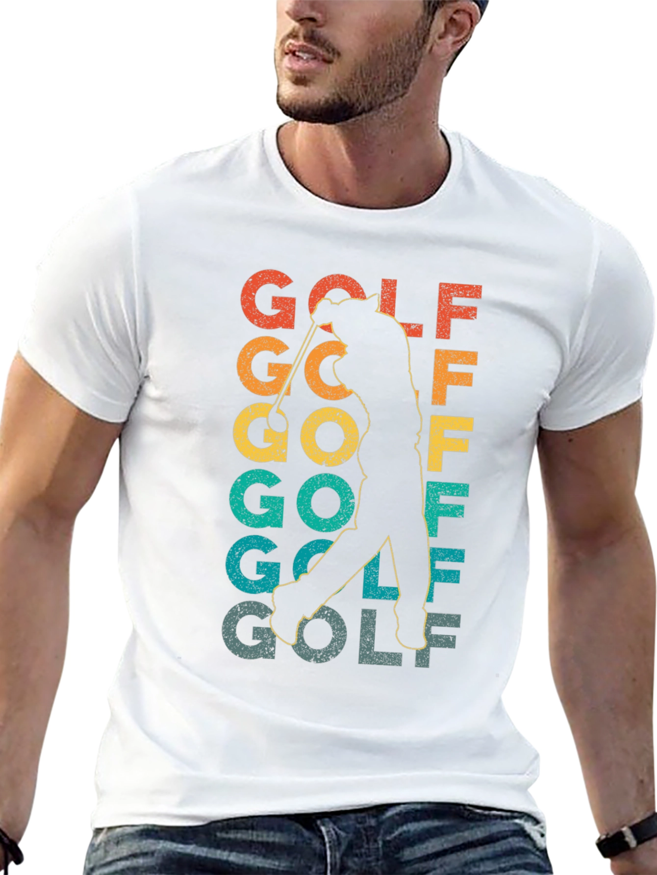 Black Retro Golf T-Shirt - Golfer Silhouette Tee view 13