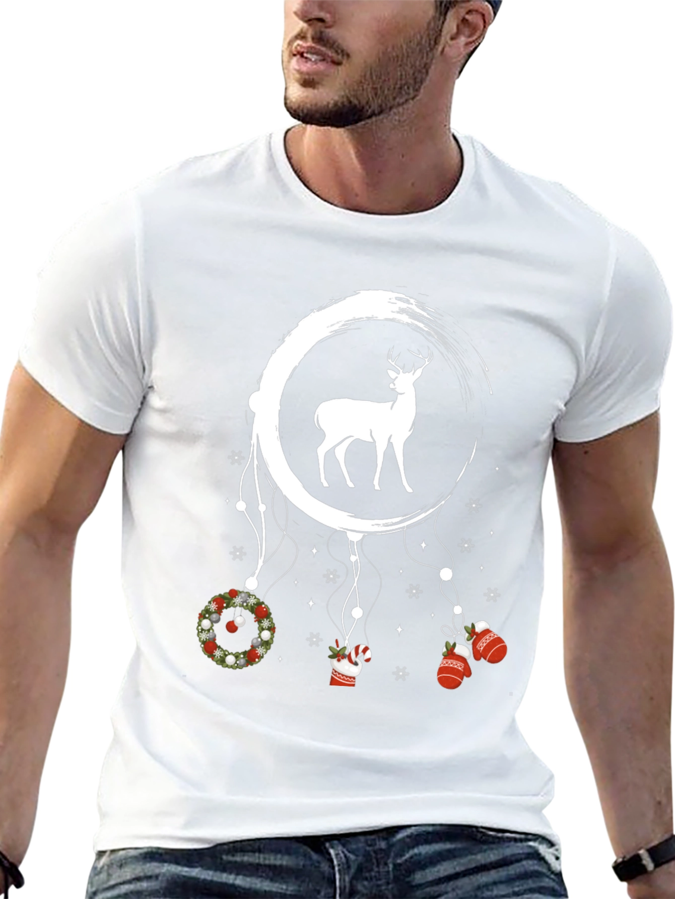 Black Festive Deer Dreamcatcher Tee view 13