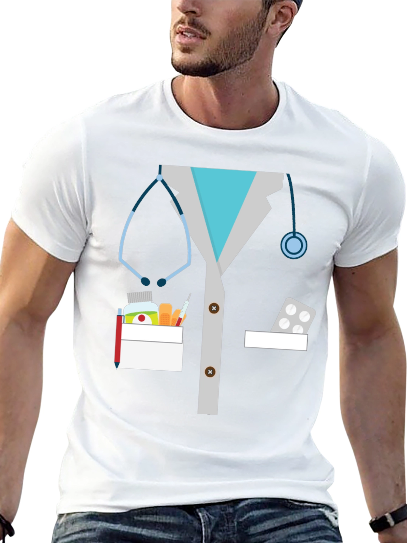 Black Doctor Lab Coat Graphic Novelty T-Shirt view 13