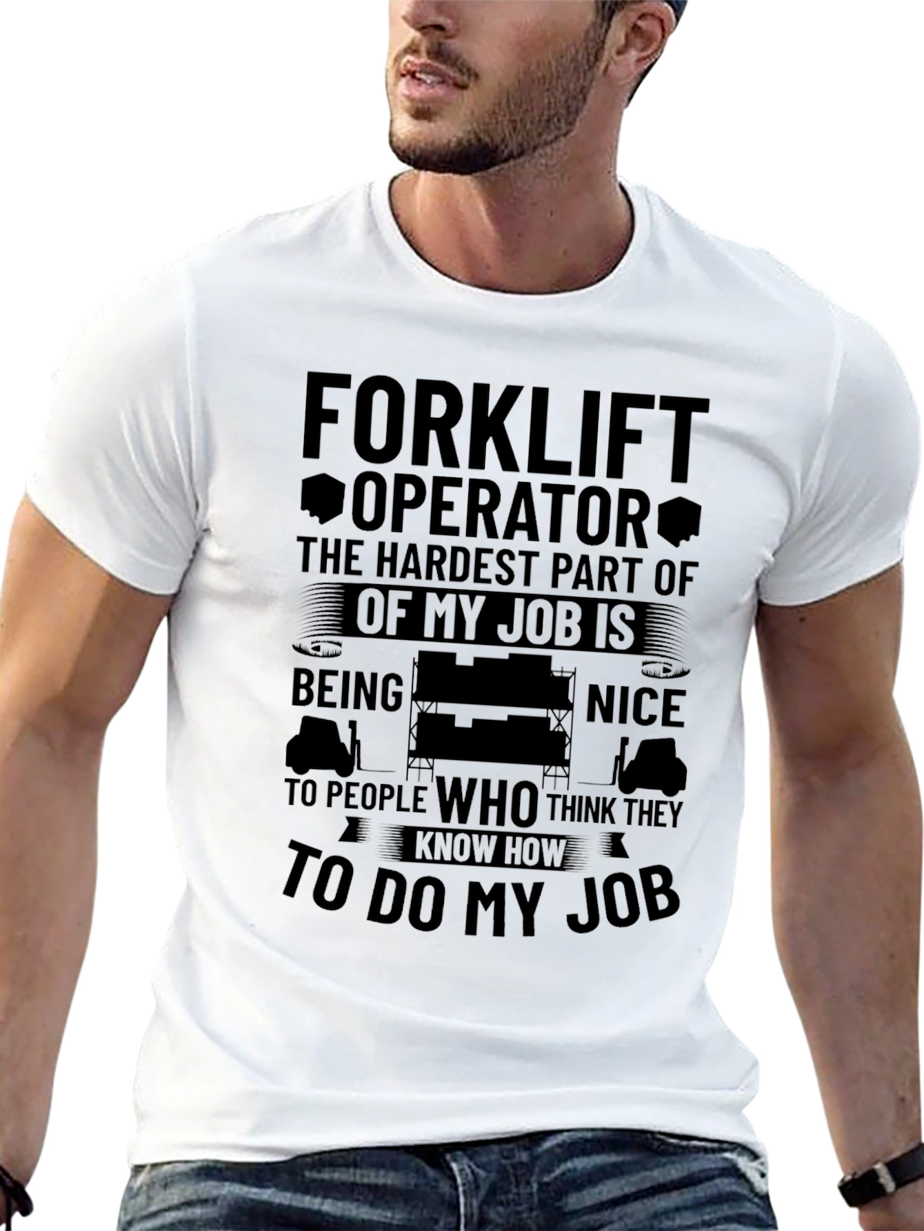 Black Funny Forklift Operator T-Shirt view 13