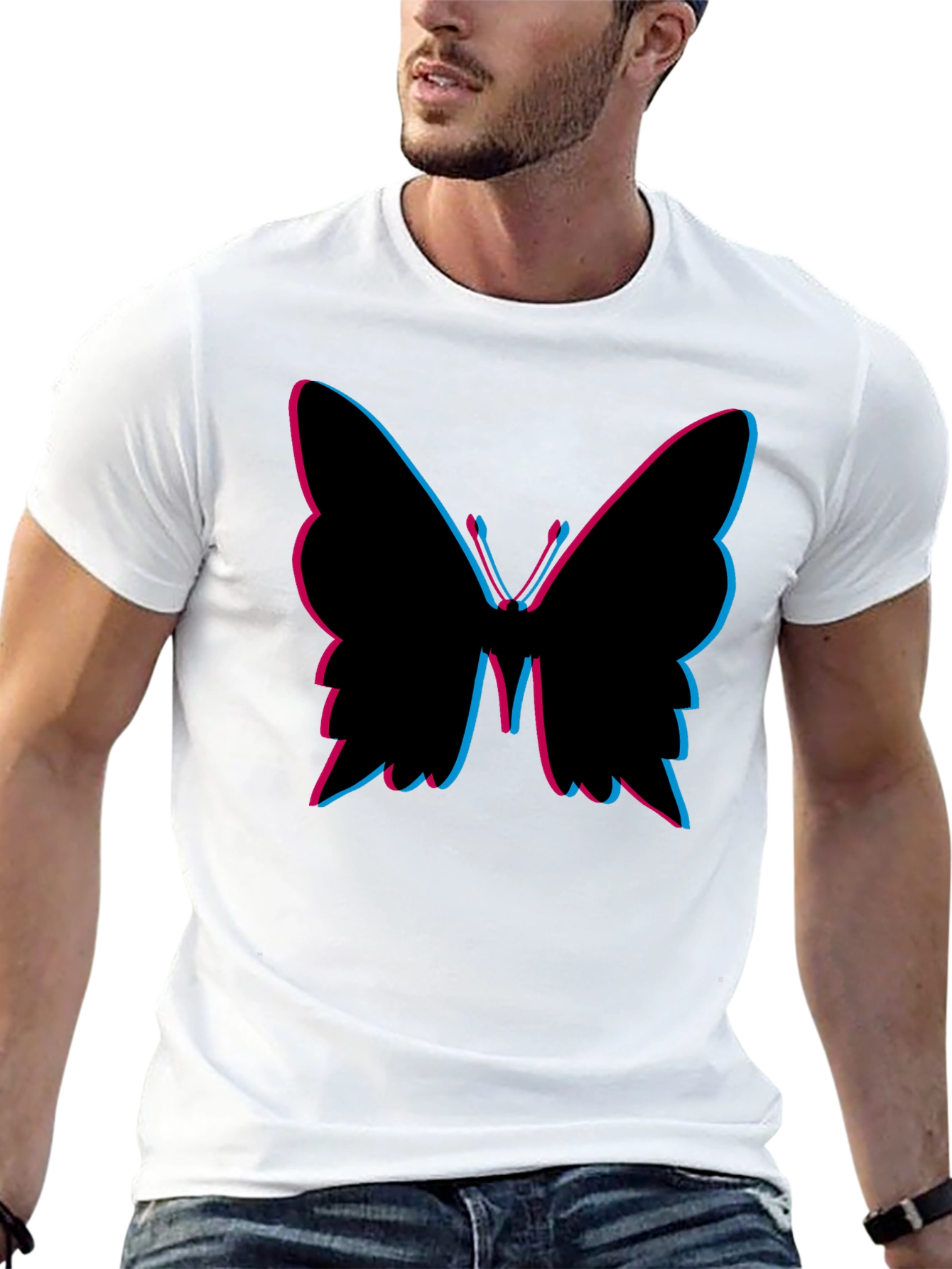 Black Butterfly Graphic Tee - Fashionable Black T-Shirt view 13
