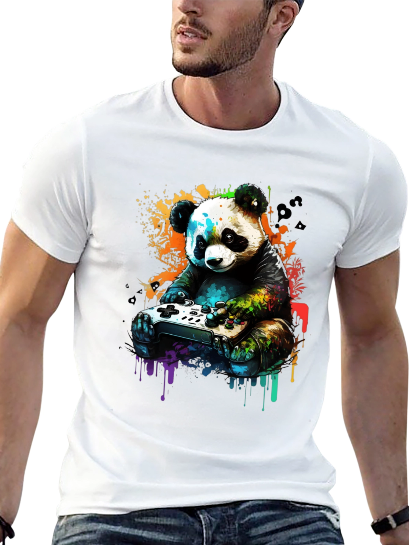Black Gamer Panda Graphic Tee - Unique Design, Comfortable Fit view 13