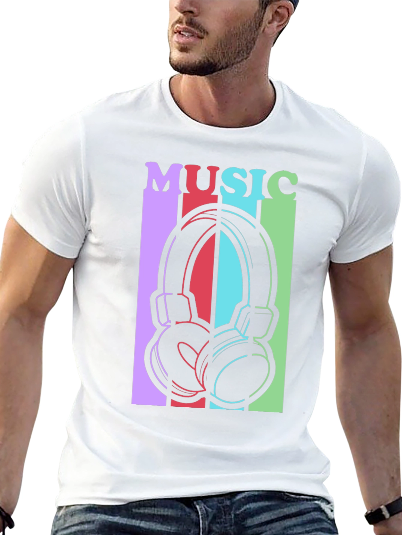 Black Music Headphones Graphic Tee - Stylish Unisex T-Shirt view 13