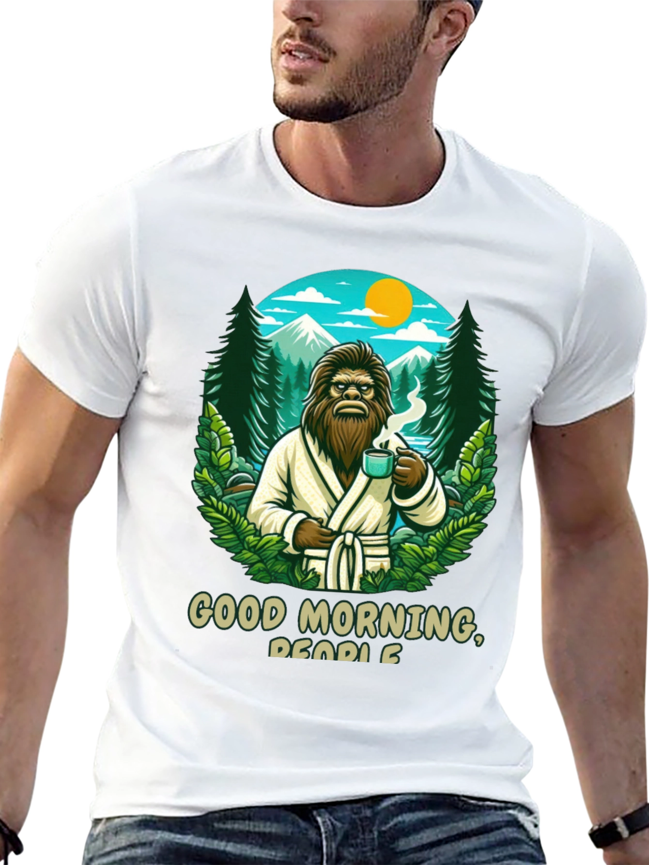 Black Good Morning Bigfoot Graphic Tee view 13