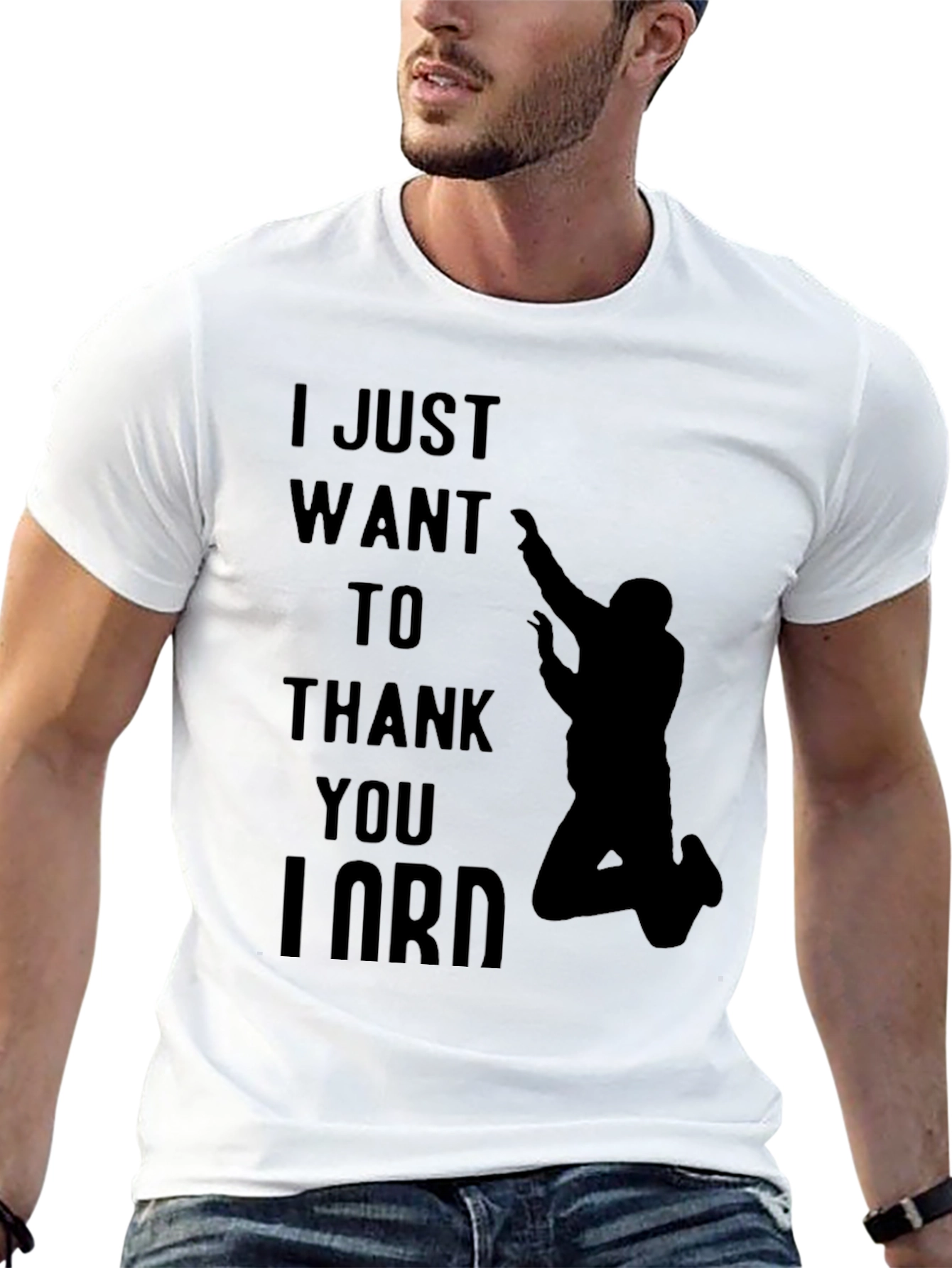 Black Thank You Lord Black Graphic T-Shirt view 13