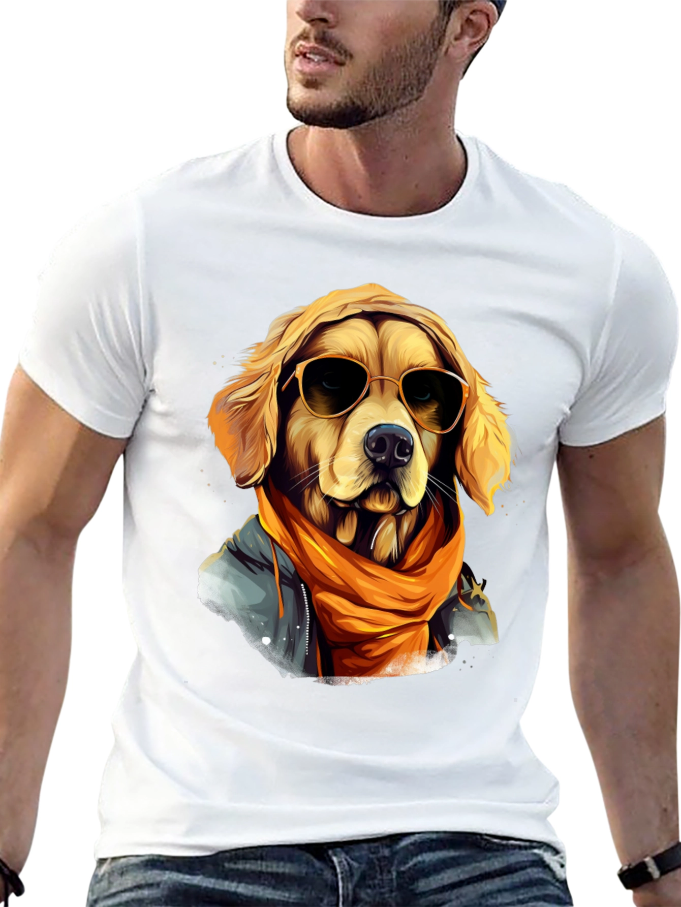 Black Dog with Sunglasses T-Shirt - Cool Graphic Tee view 13