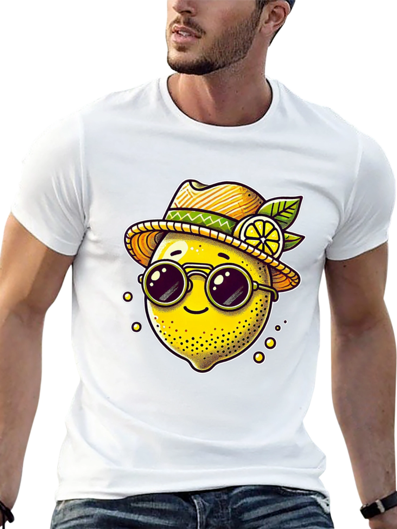 Black Funky Lemon Tee - Cool Fruit Graphic Shirt view 13