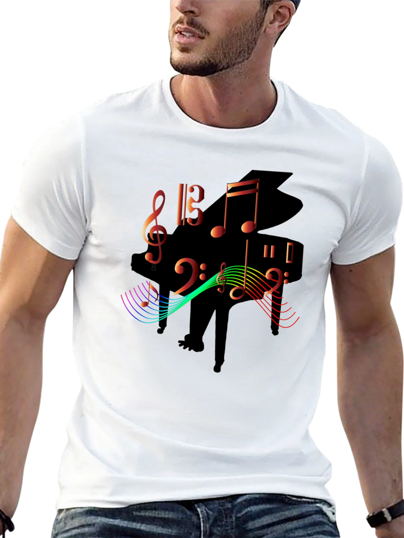 Black Musical Piano Graphic T-Shirt view 13