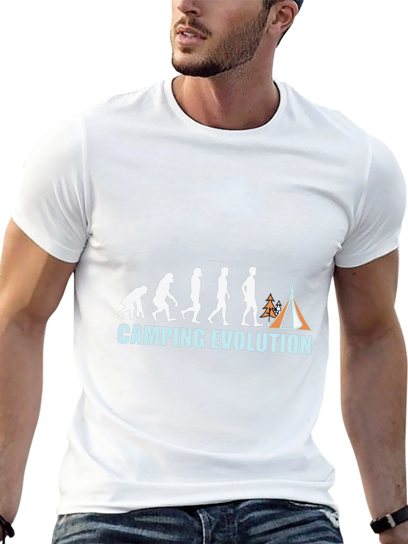 Black Camping Evolution T-Shirt: Funny Outdoor Tee view 13