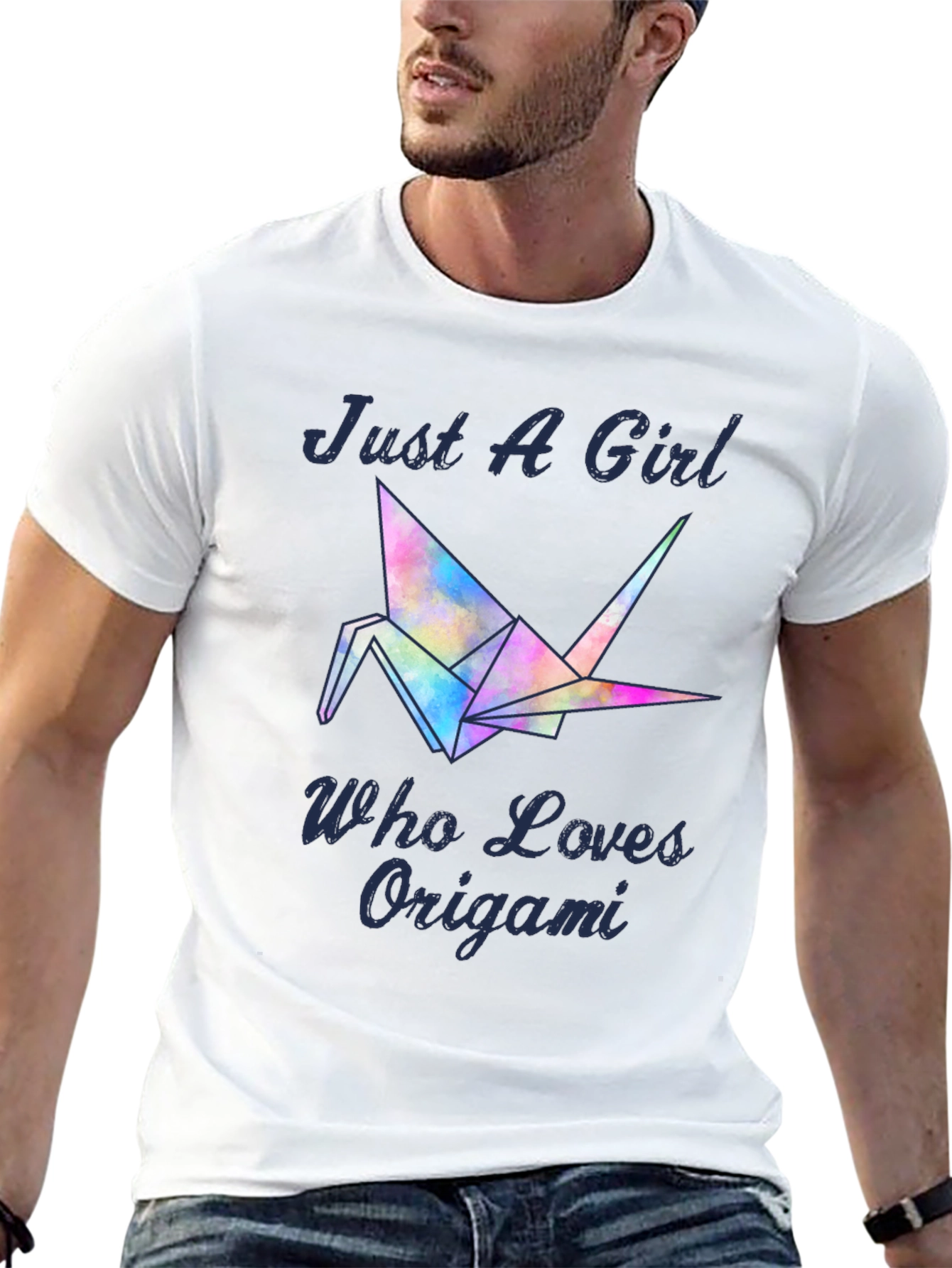 Black Just A Girl Who Loves Origami T-Shirt - Crane Design view 13