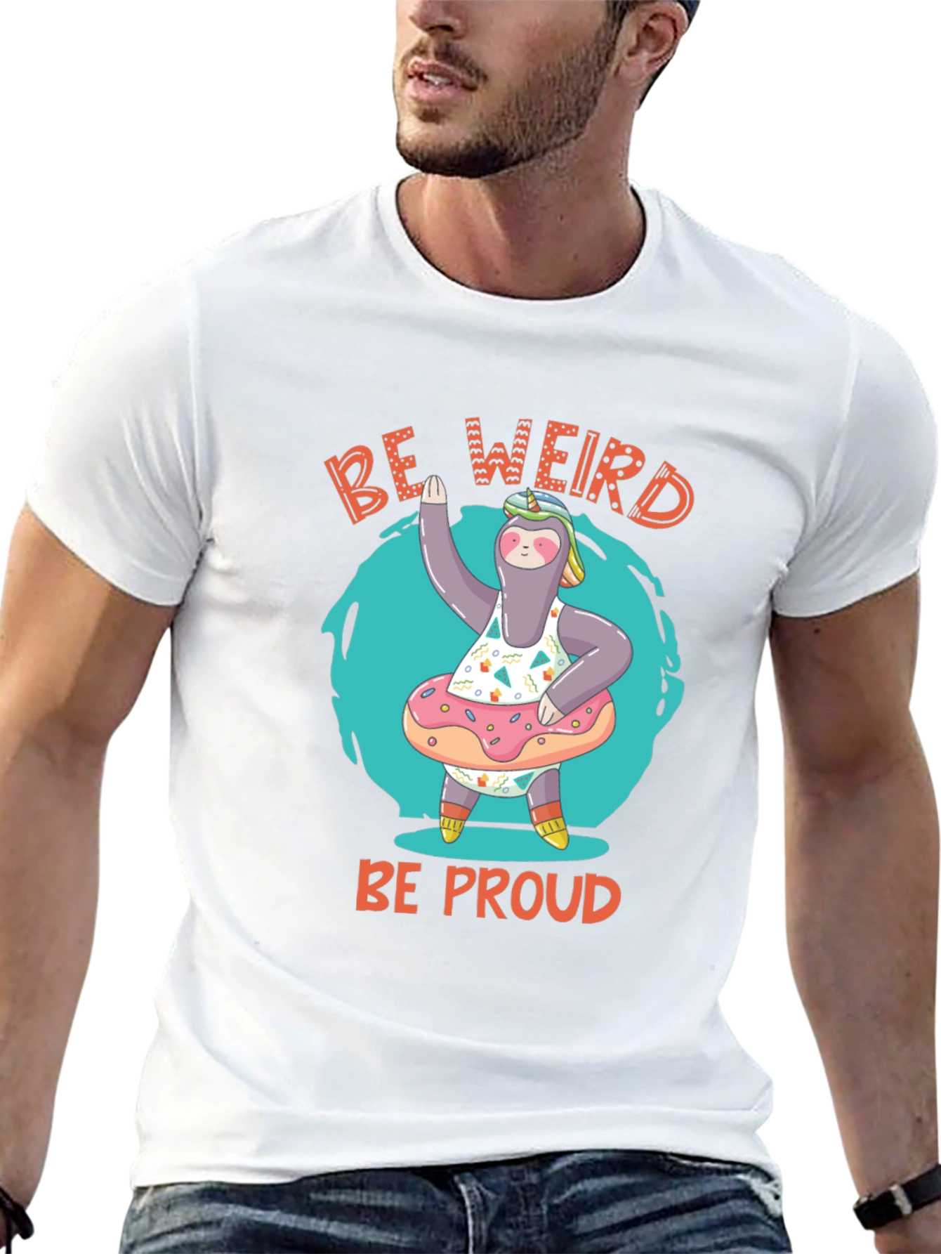 Black Be Weird Be Proud Sloth T-Shirt view 13