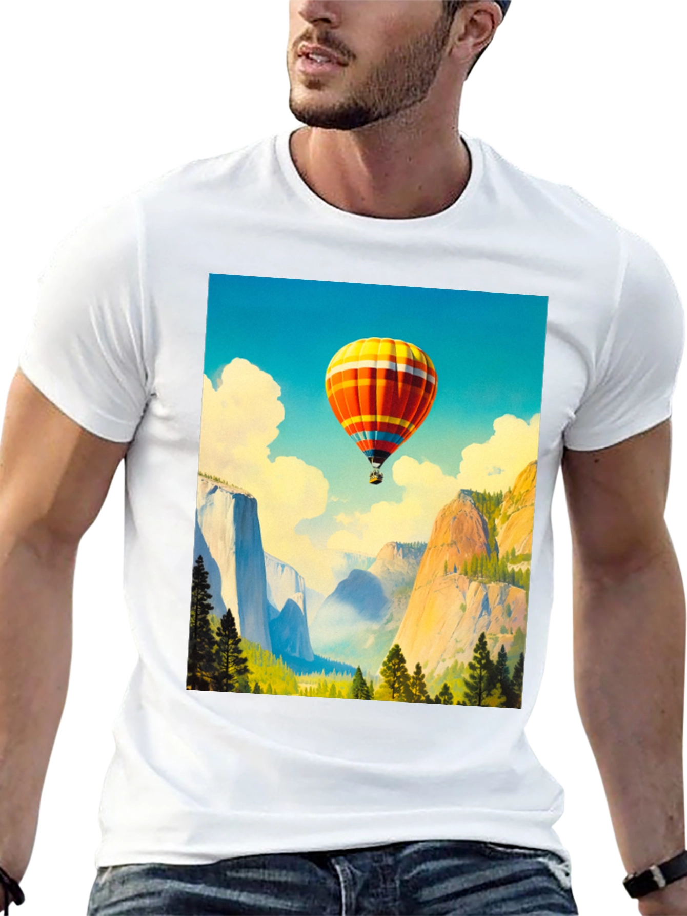 Black Scenic Hot Air Balloon Graphic Tee view 13