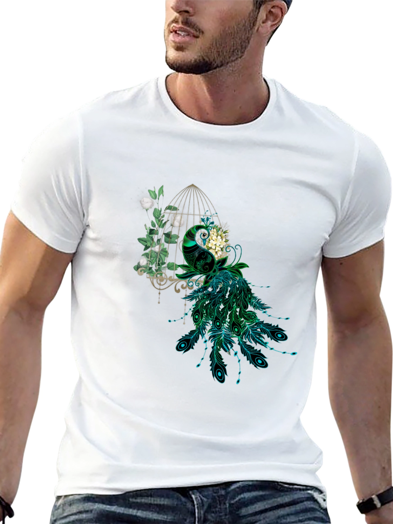 Peacock Cage Graphic T-Shirt - 13